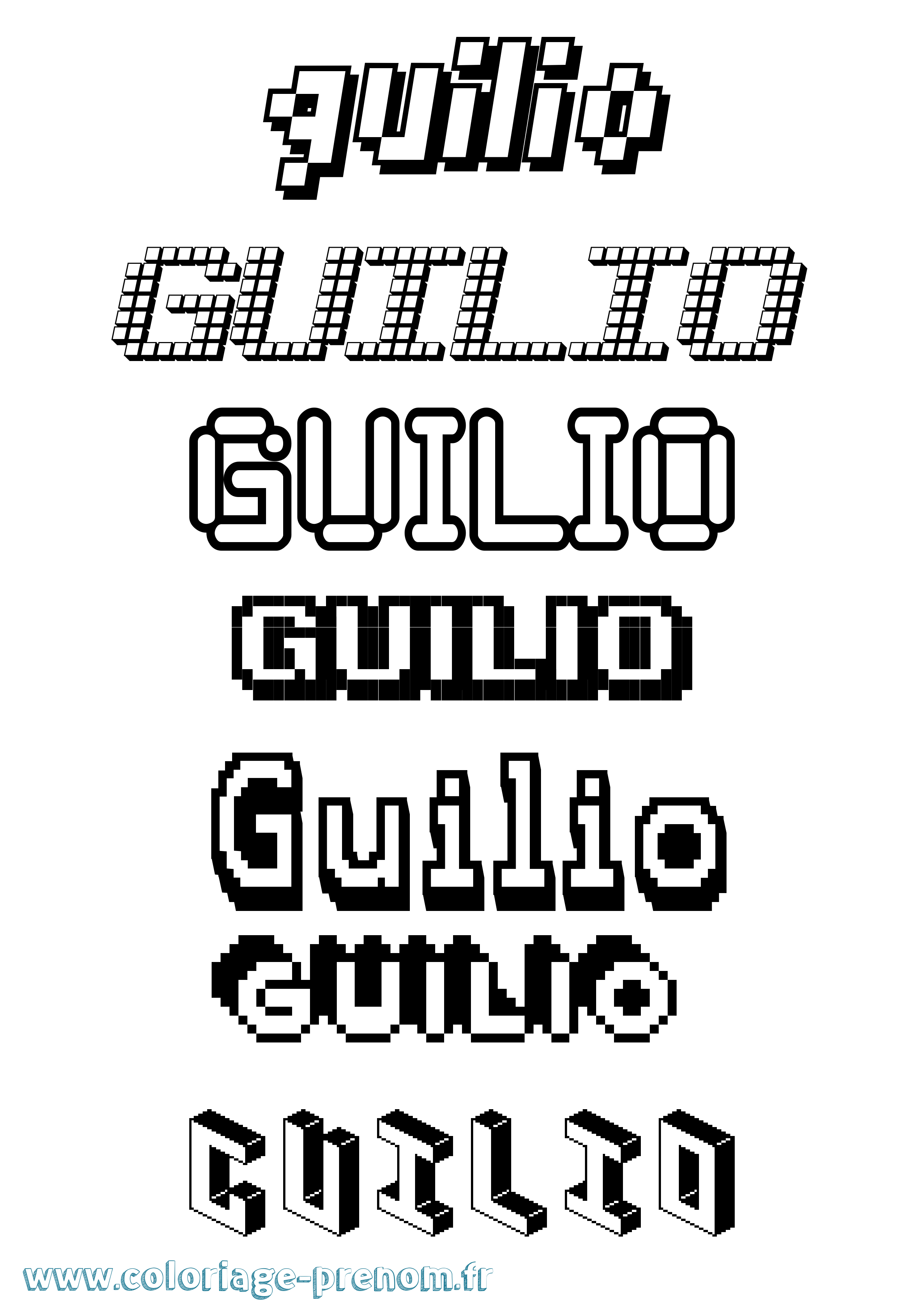 Coloriage Guilio Pixel Coloriage prénom Guilio Pixel