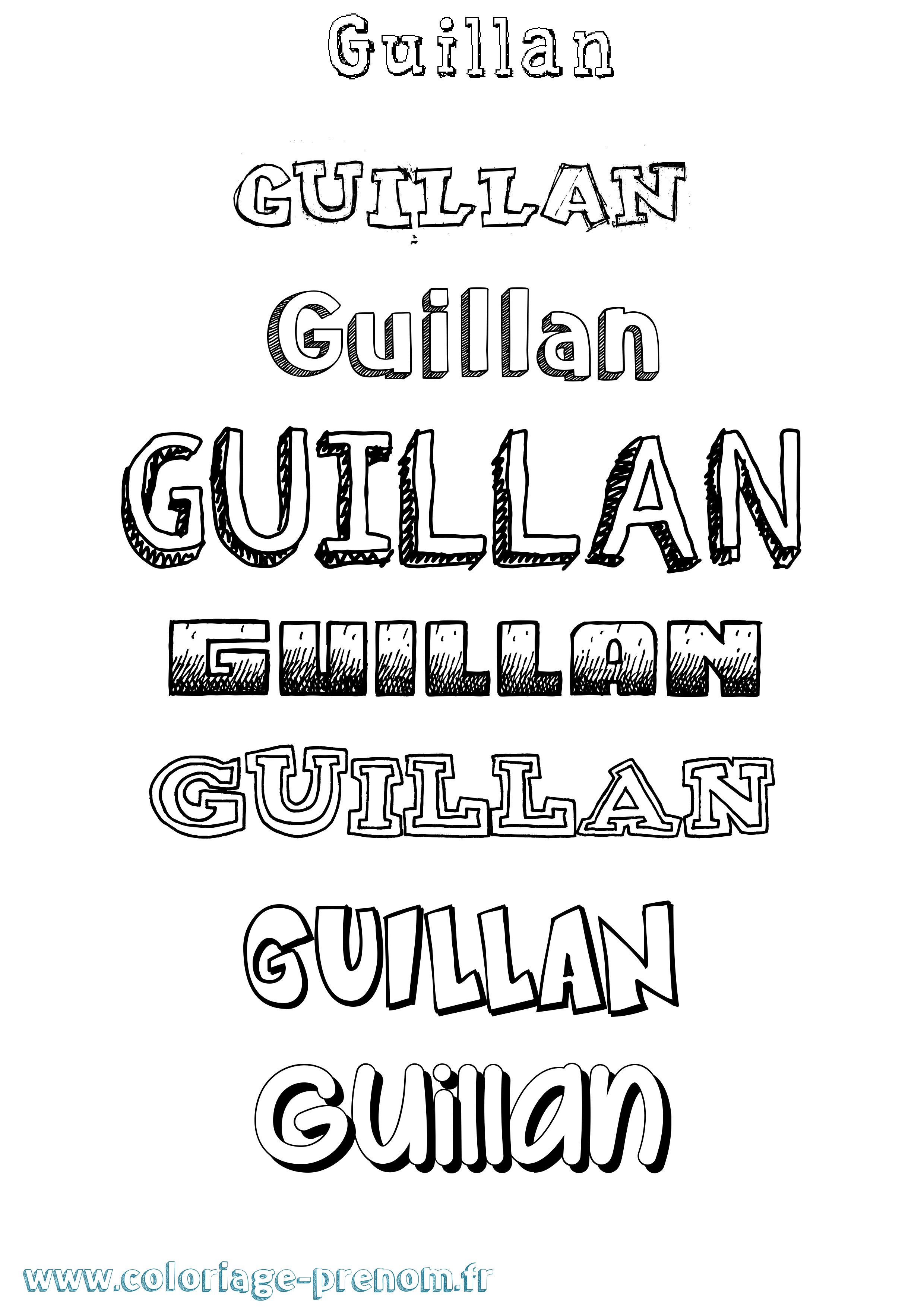 Coloriage Guillan Dessiné Coloriage prénom Guillan Dessiné