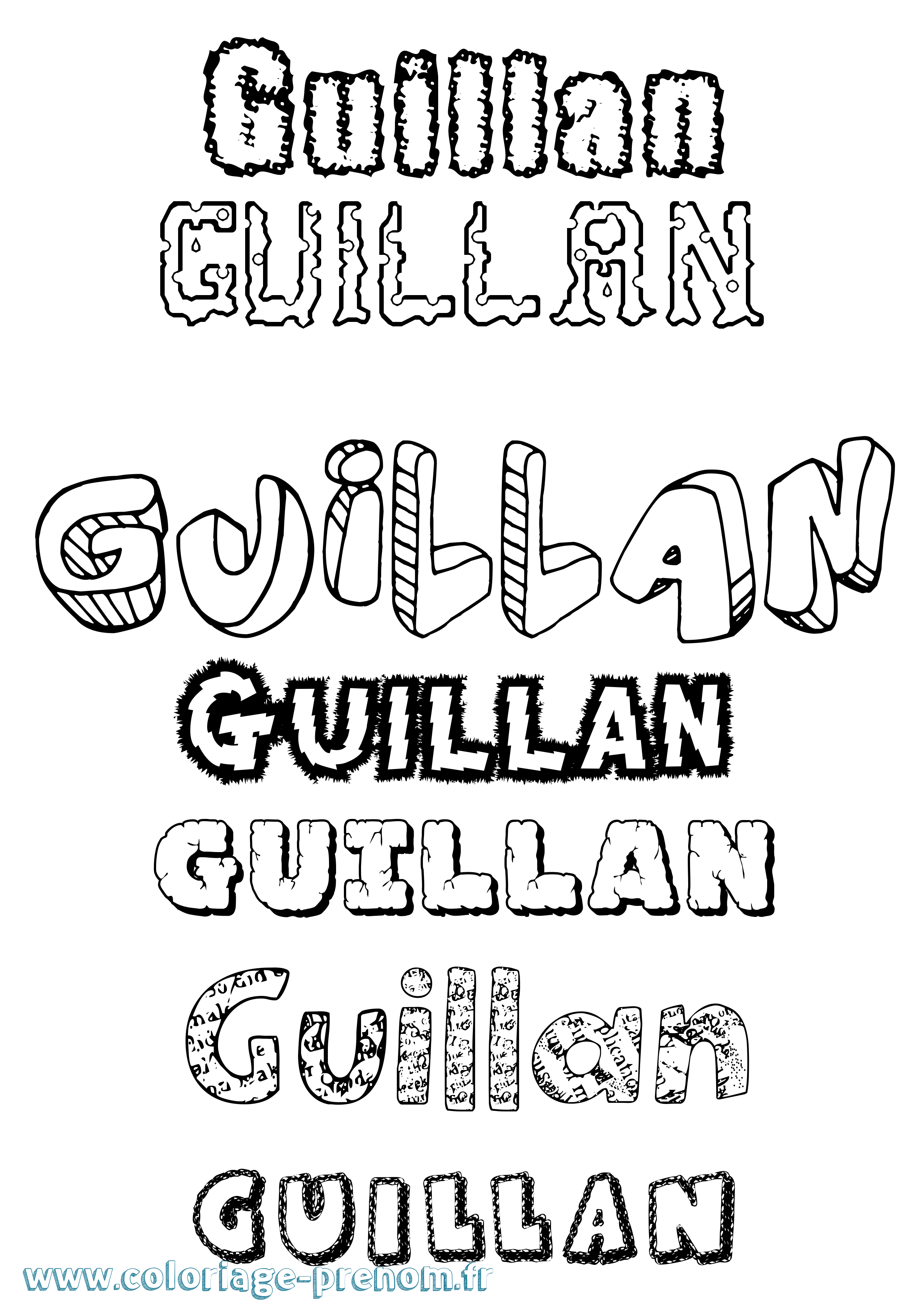Coloriage Guillan Destructuré Coloriage prénom Guillan Destructuré