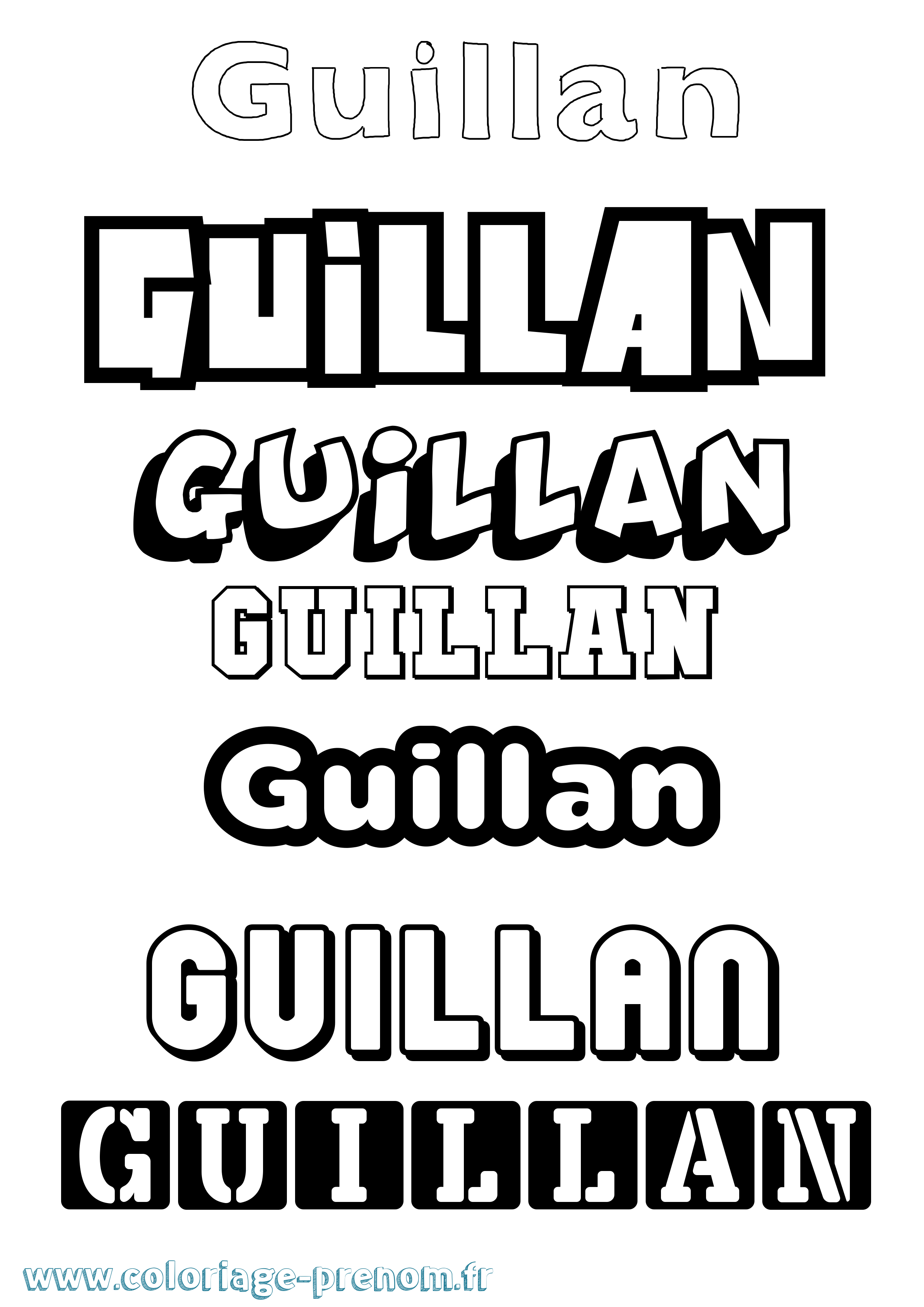 Coloriage Guillan Simple Coloriage prénom Guillan Simple