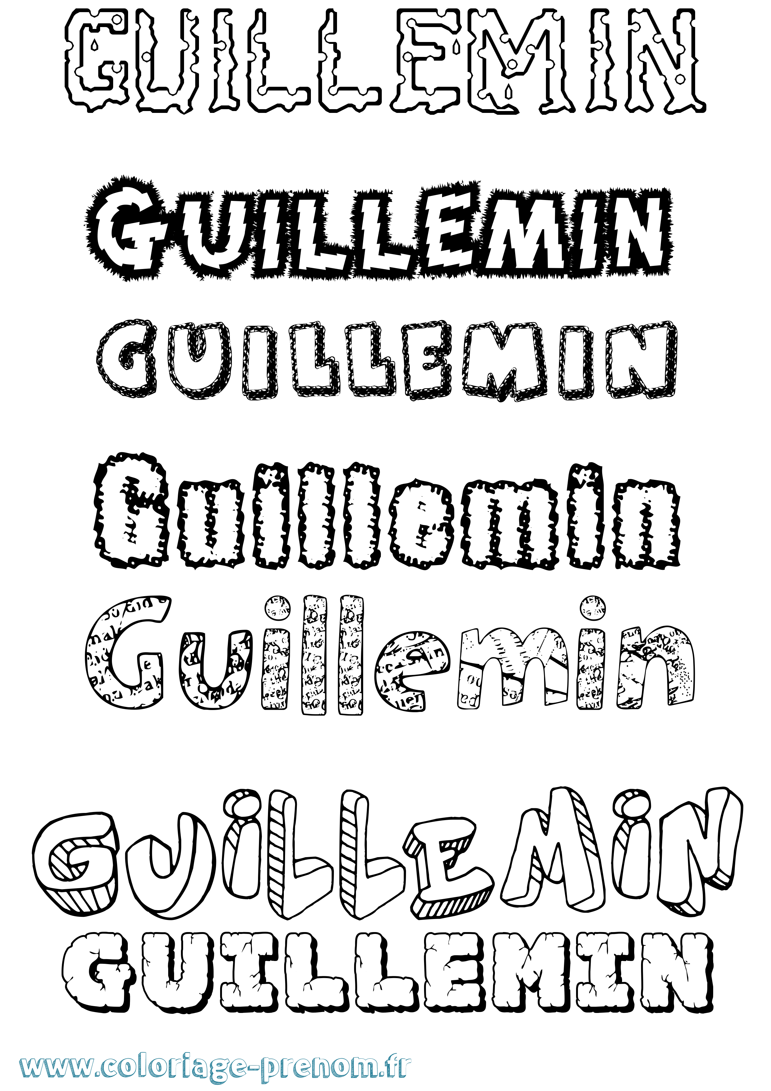 Coloriage Guillemin Destructuré Coloriage prénom Guillemin Destructuré