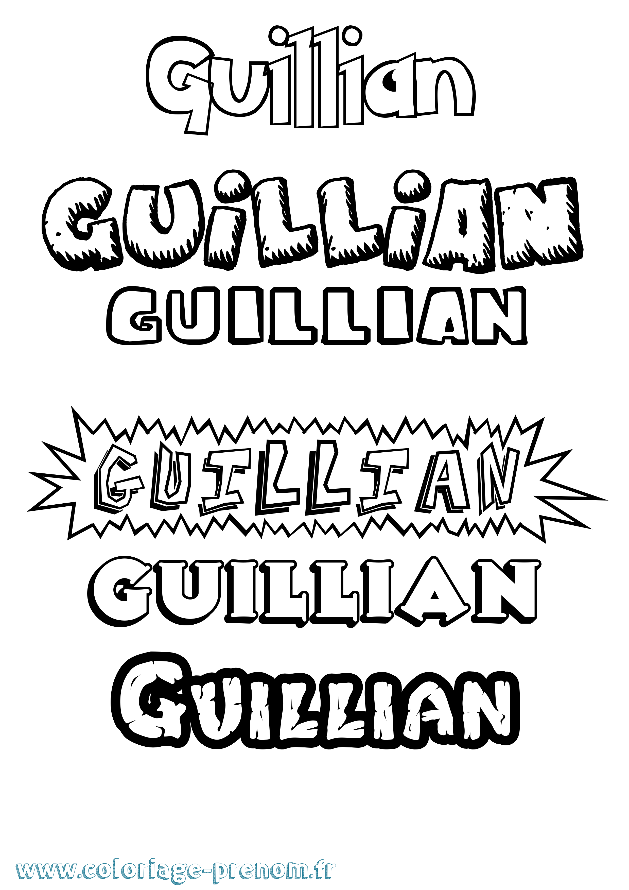 Coloriage Guillian Dessin Animé Coloriage prénom Guillian Dessin Animé