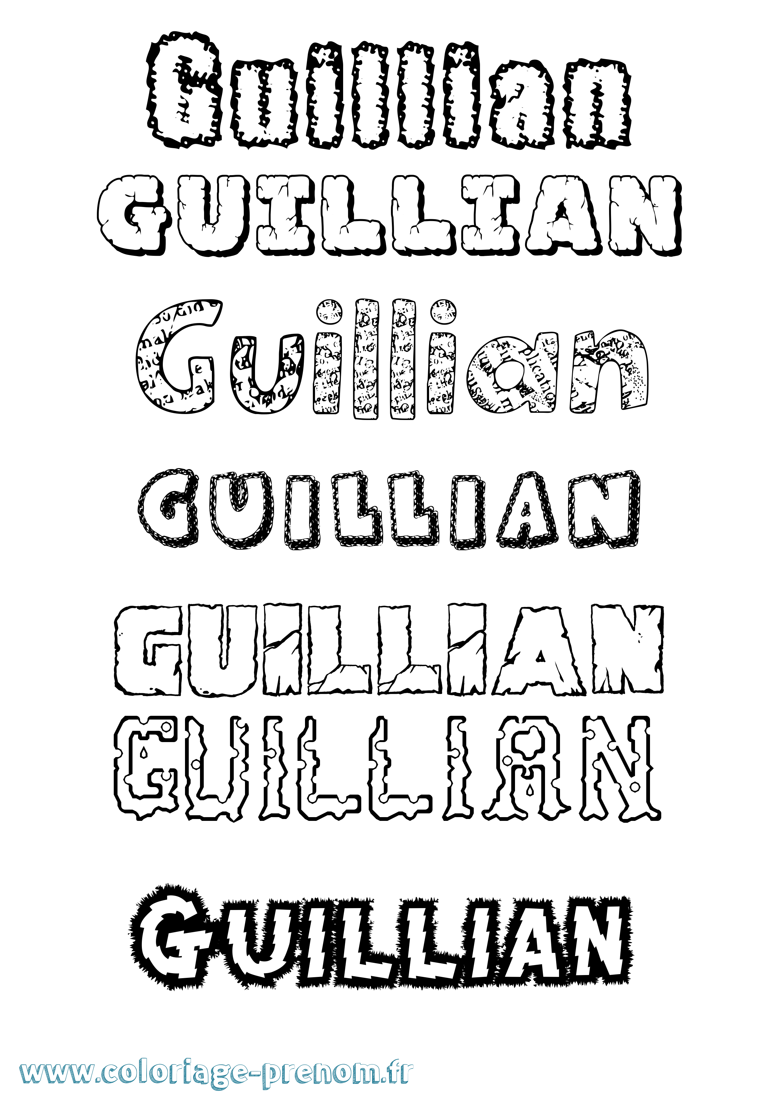 Coloriage Guillian Destructuré Coloriage prénom Guillian Destructuré