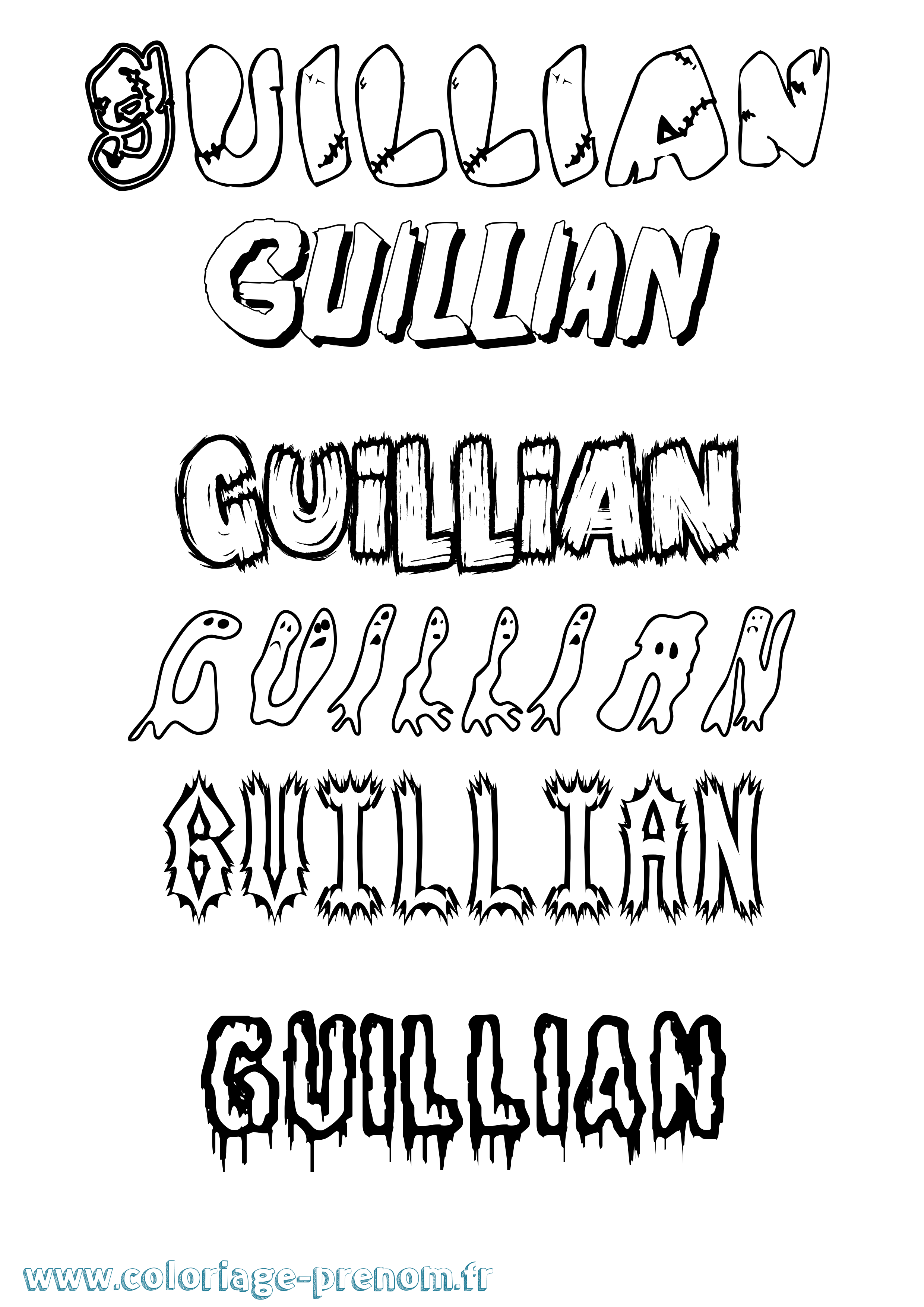 Coloriage Guillian Frisson Coloriage prénom Guillian Frisson