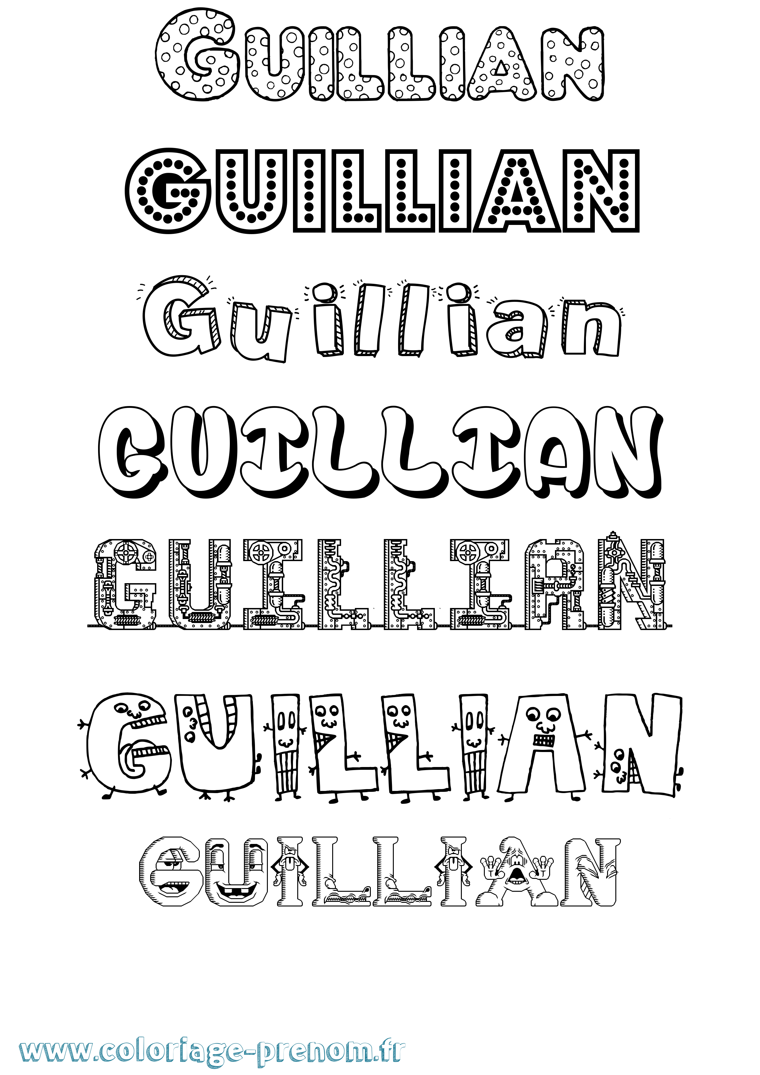 Coloriage Guillian Fun Coloriage prénom Guillian Fun