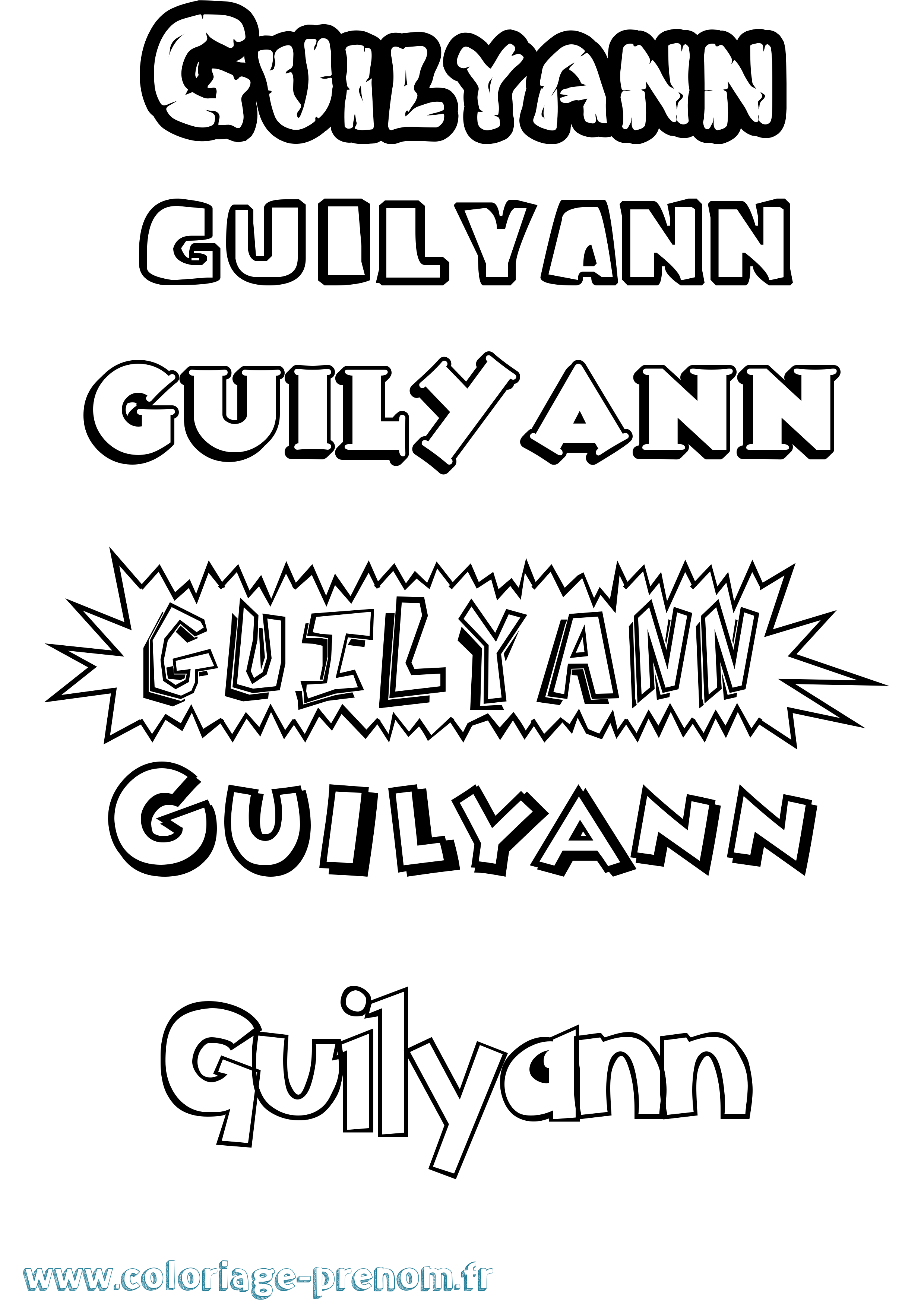 Coloriage Guilyann Dessin Animé Coloriage prénom Guilyann Dessin Animé