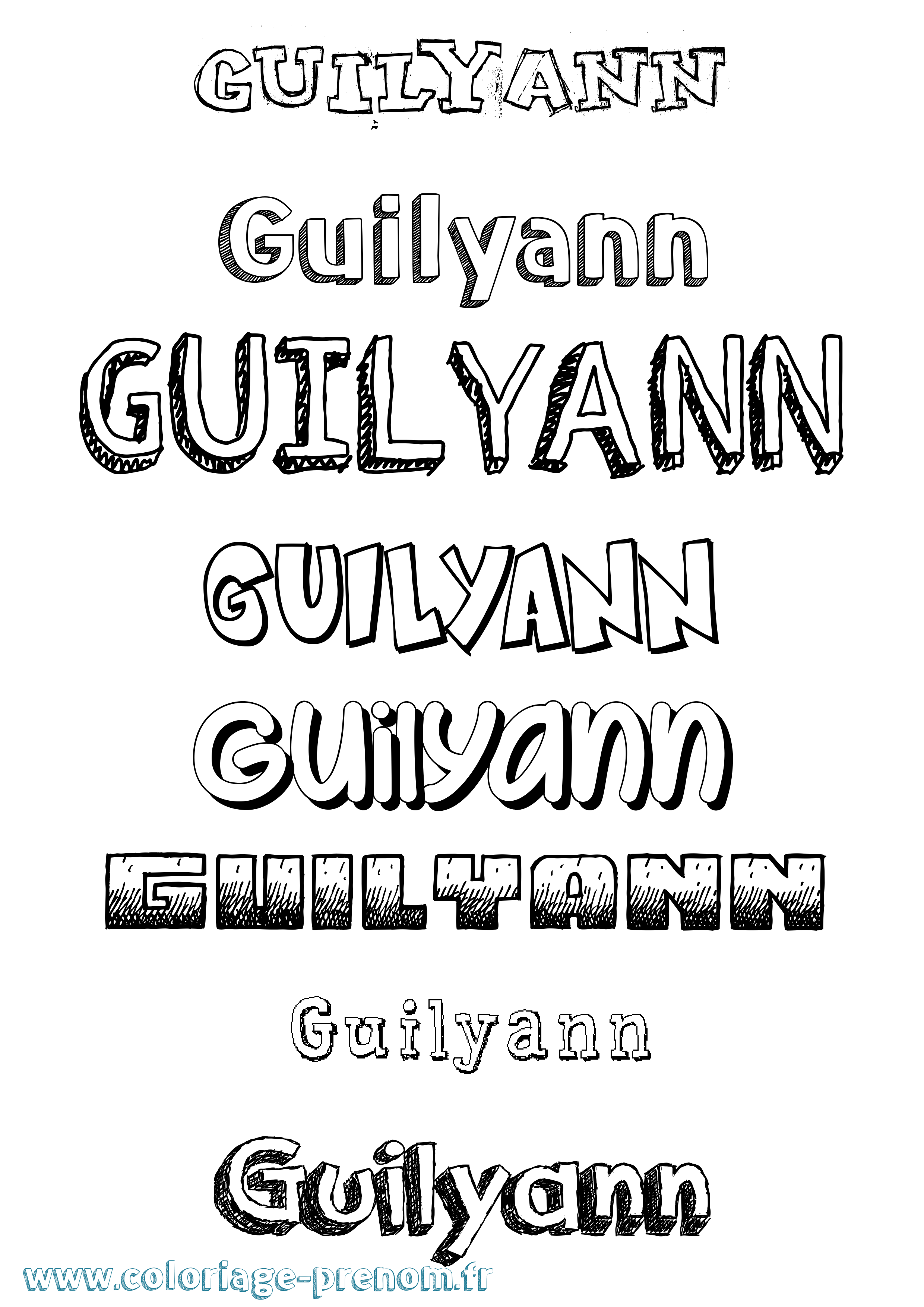 Coloriage Guilyann Dessiné Coloriage prénom Guilyann Dessiné