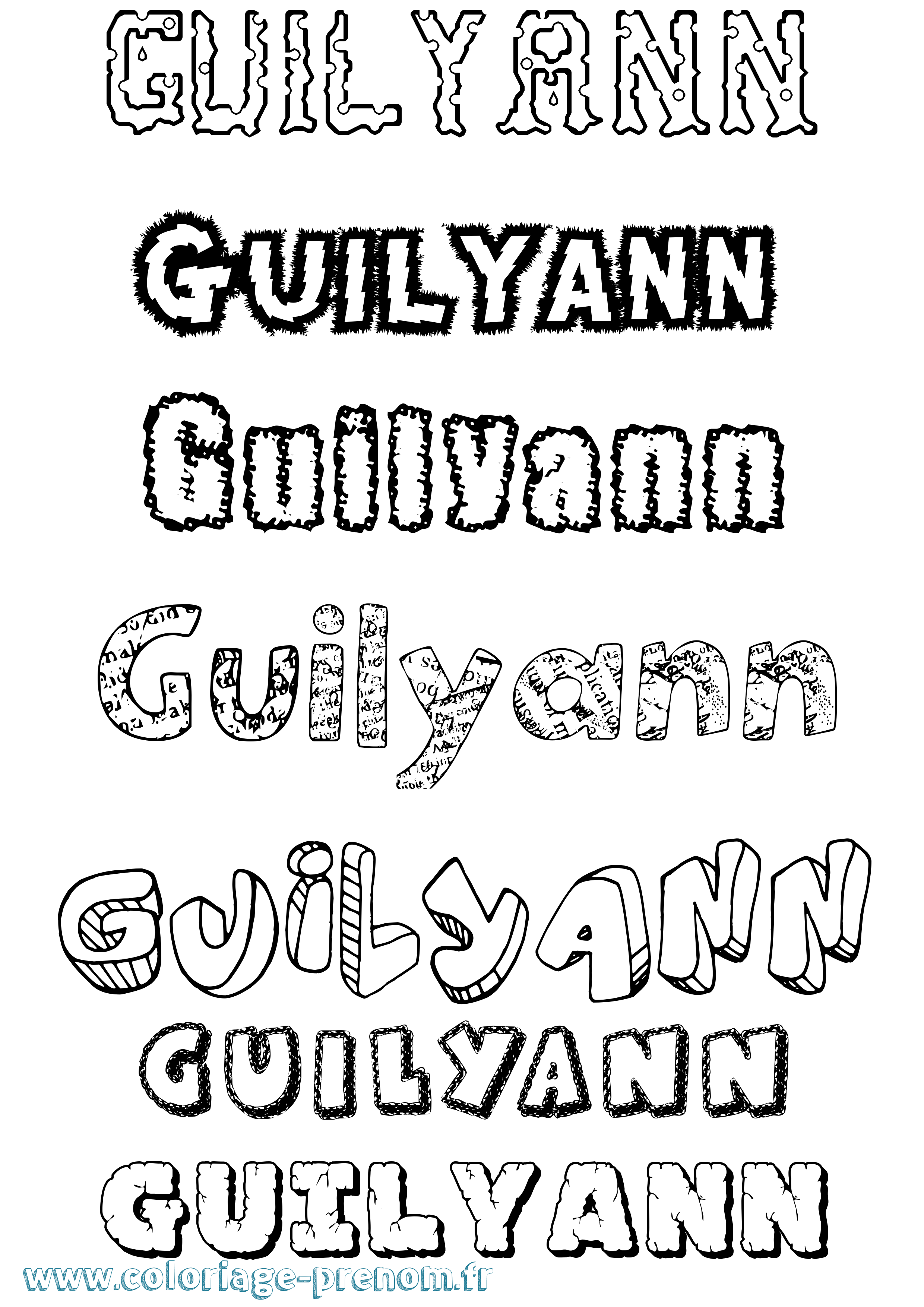 Coloriage Guilyann Destructuré Coloriage prénom Guilyann Destructuré