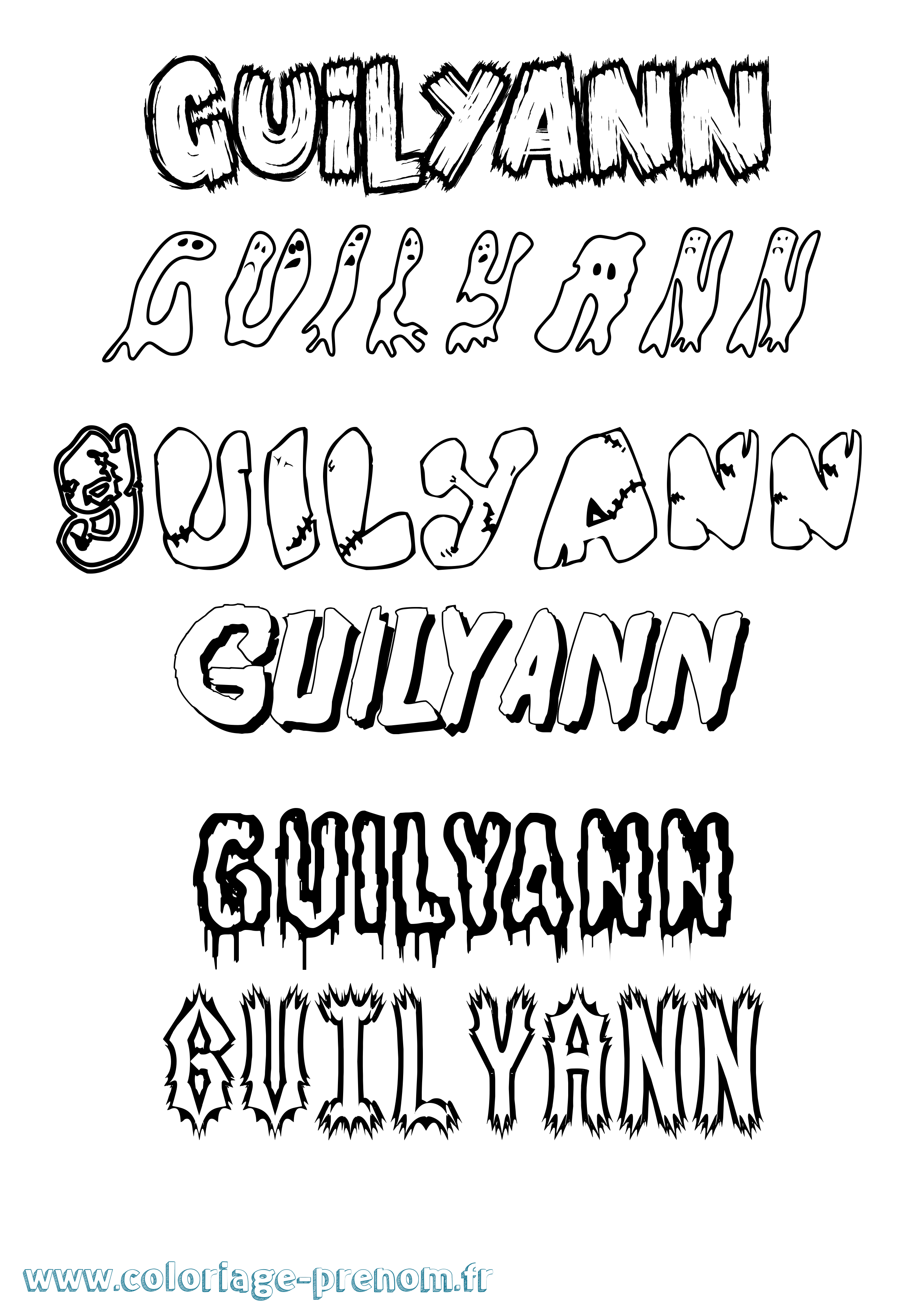 Coloriage Guilyann Frisson Coloriage prénom Guilyann Frisson