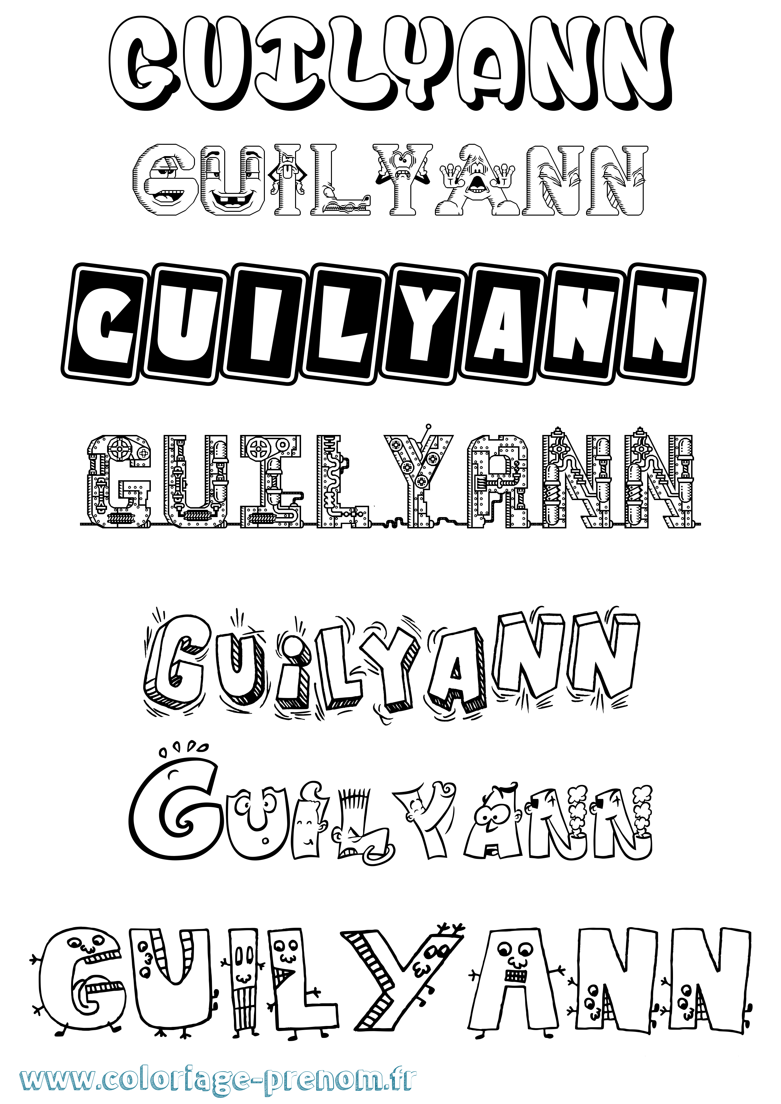 Coloriage Guilyann Fun Coloriage prénom Guilyann Fun