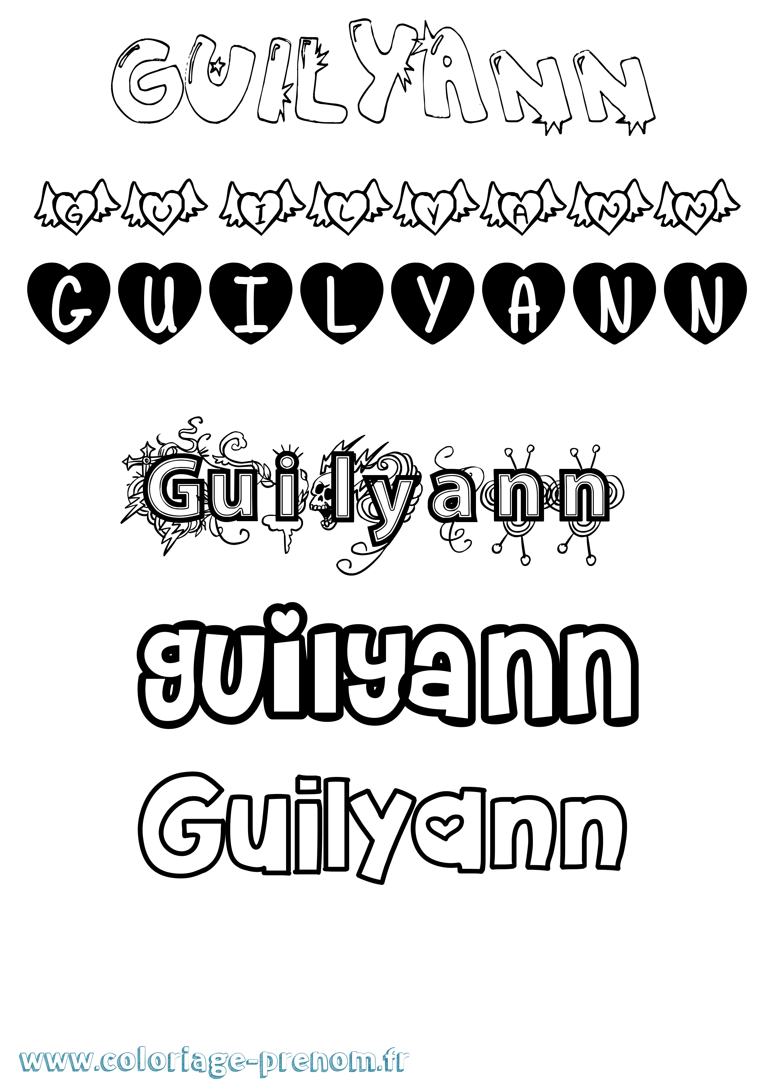 Coloriage Guilyann Girly Coloriage prénom Guilyann Girly