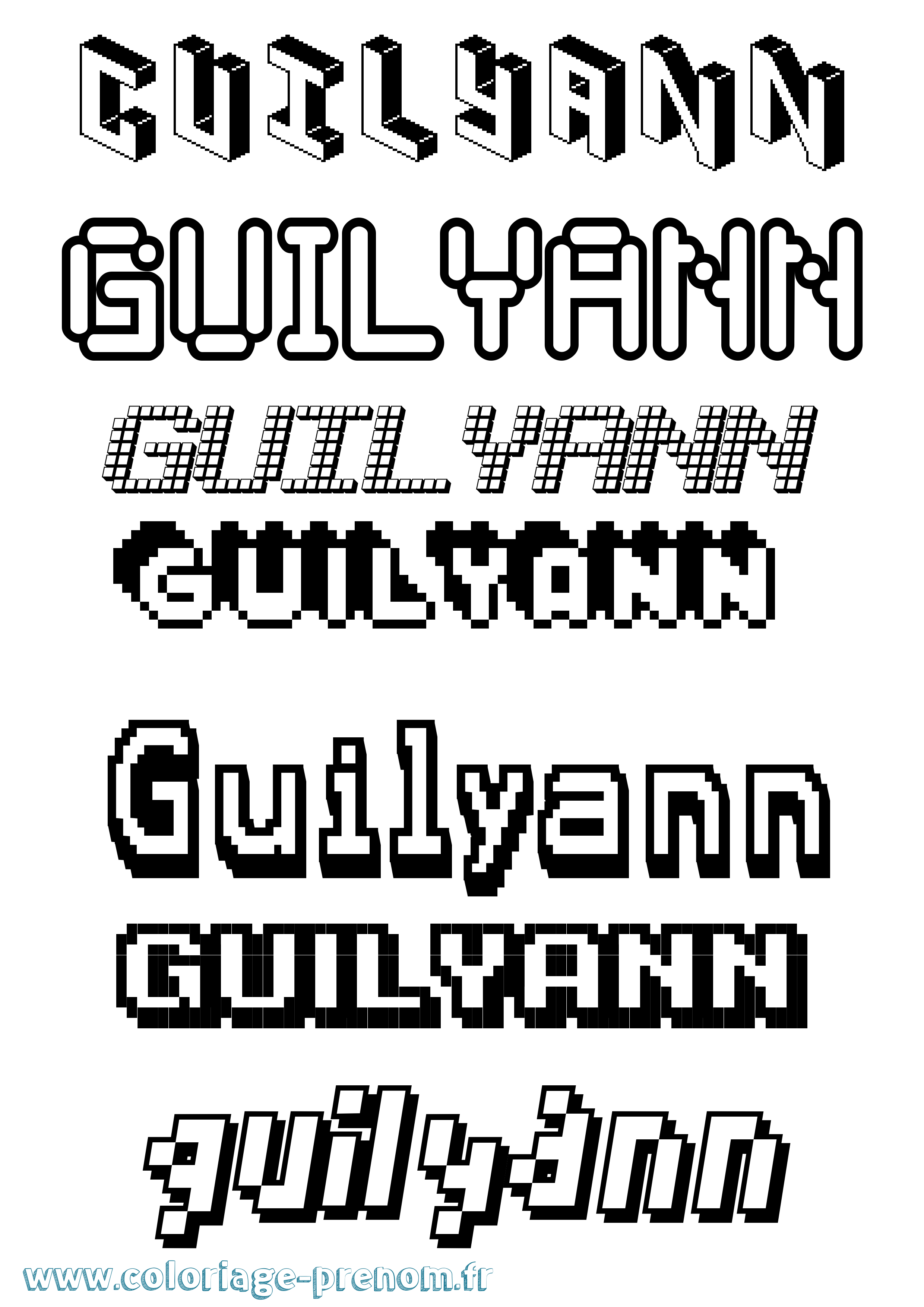 Coloriage Guilyann Pixel Coloriage prénom Guilyann Pixel