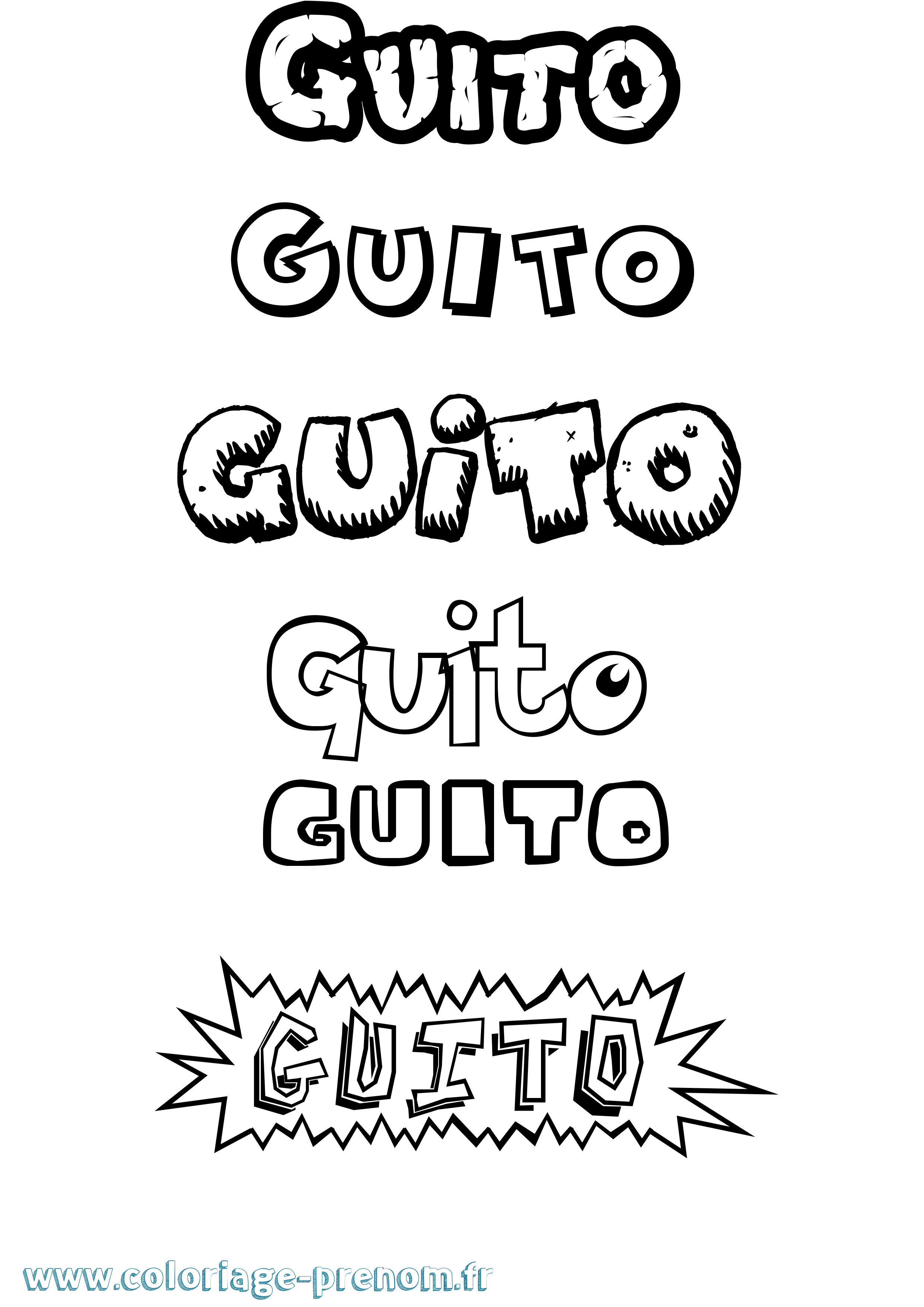 Coloriage Guito Dessin Animé Coloriage prénom Guito Dessin Animé