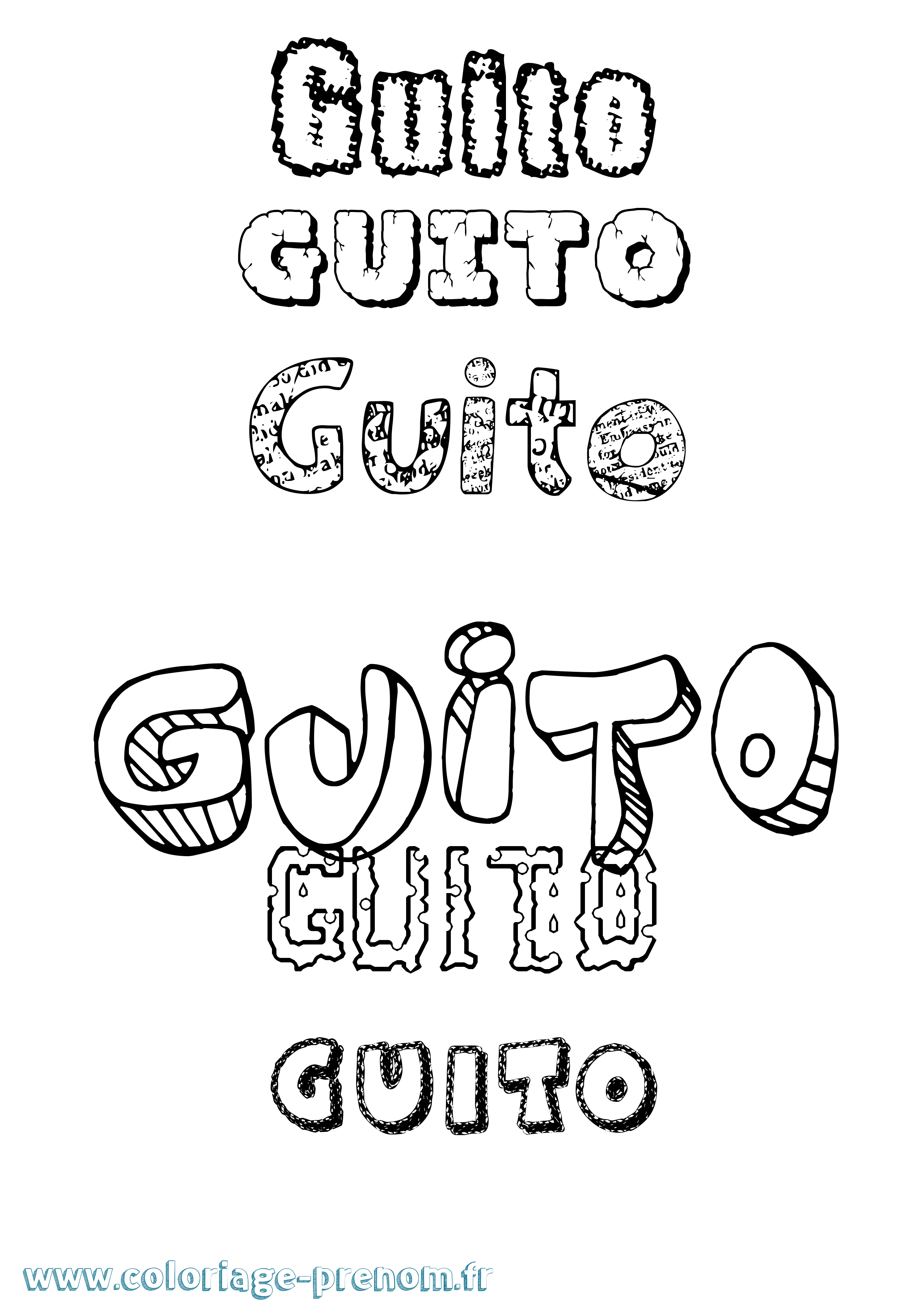 Coloriage Guito Destructuré Coloriage prénom Guito Destructuré
