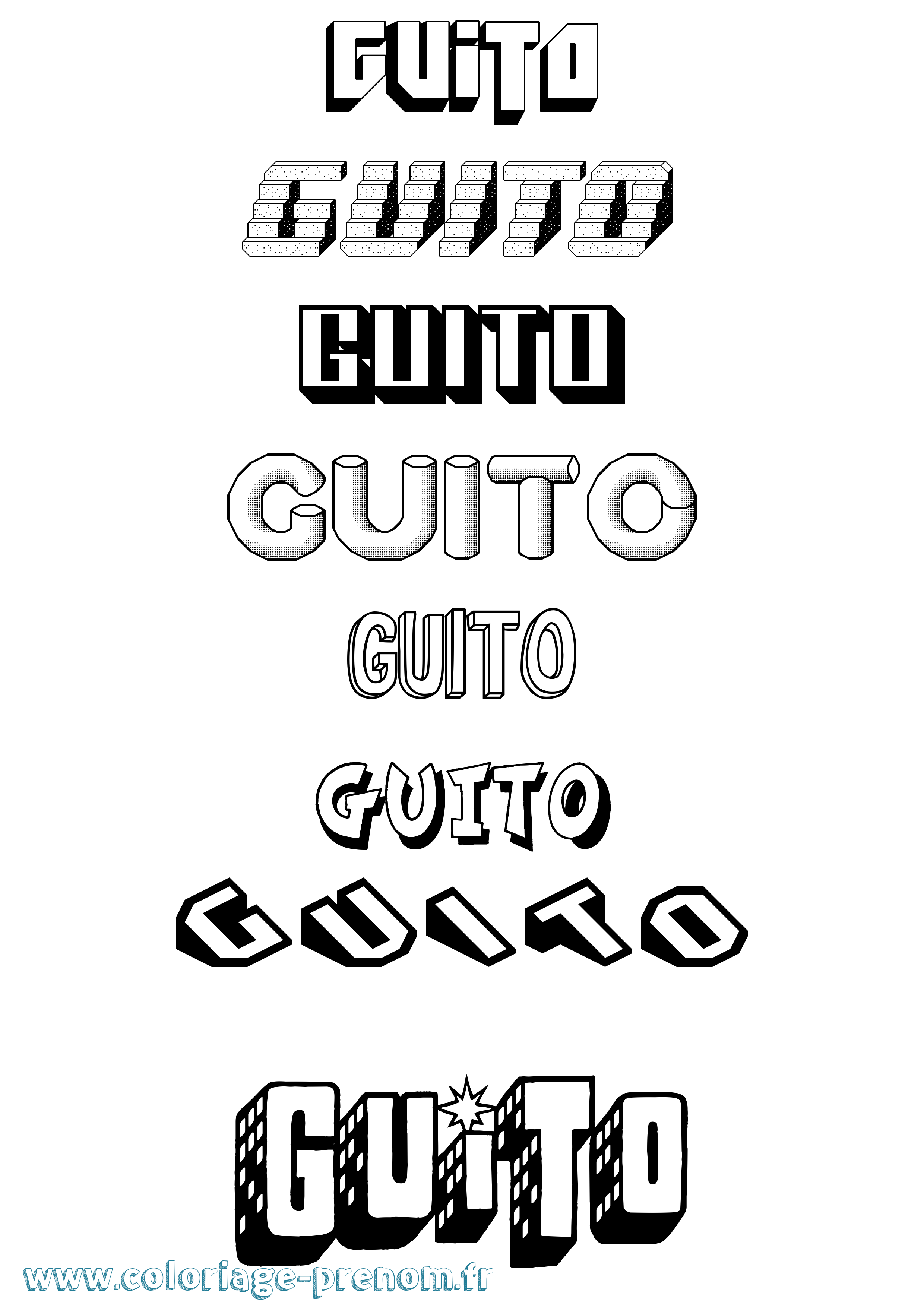 Coloriage Guito Effet 3D Coloriage prénom Guito Effet 3D