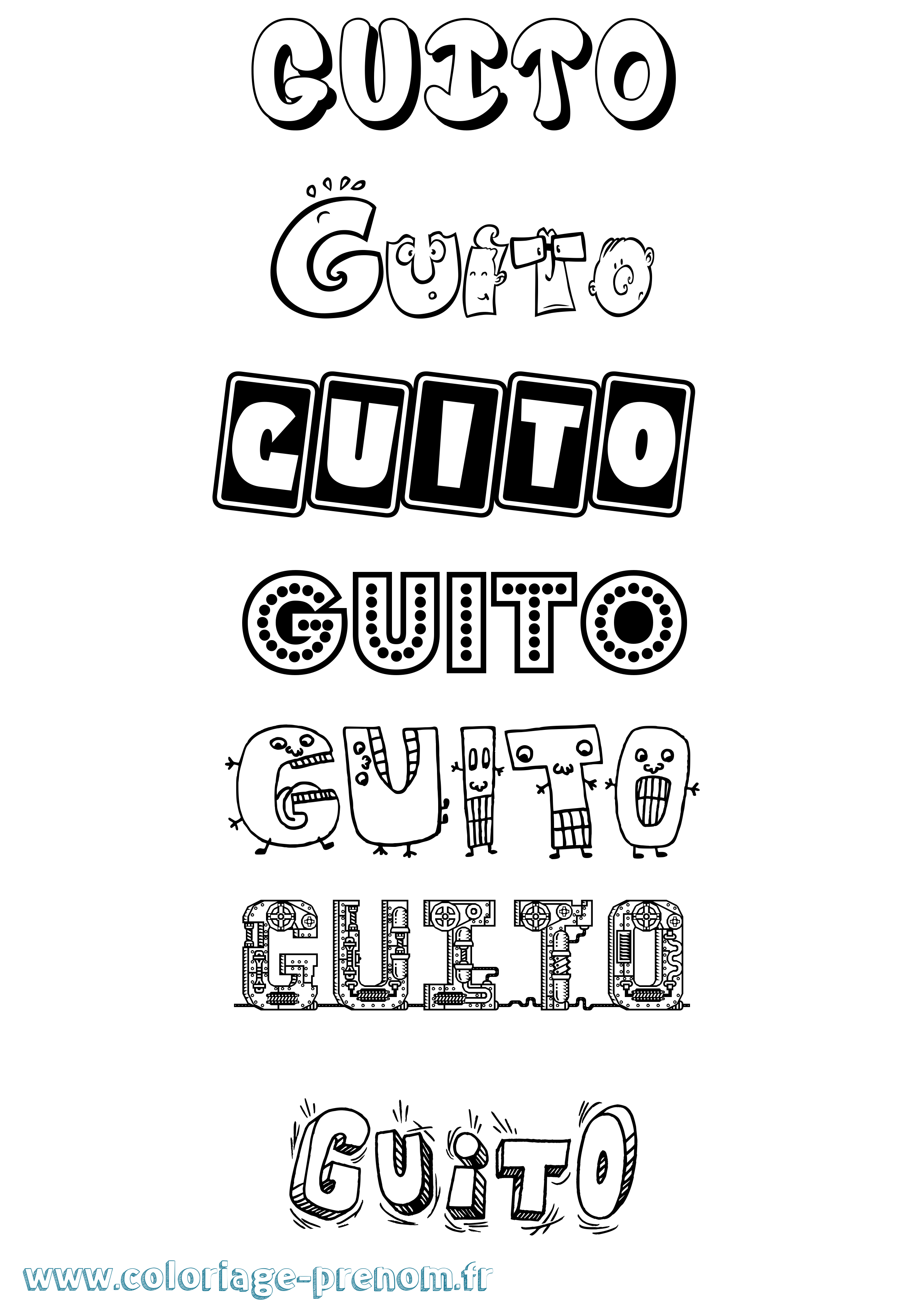 Coloriage Guito Fun Coloriage prénom Guito Fun