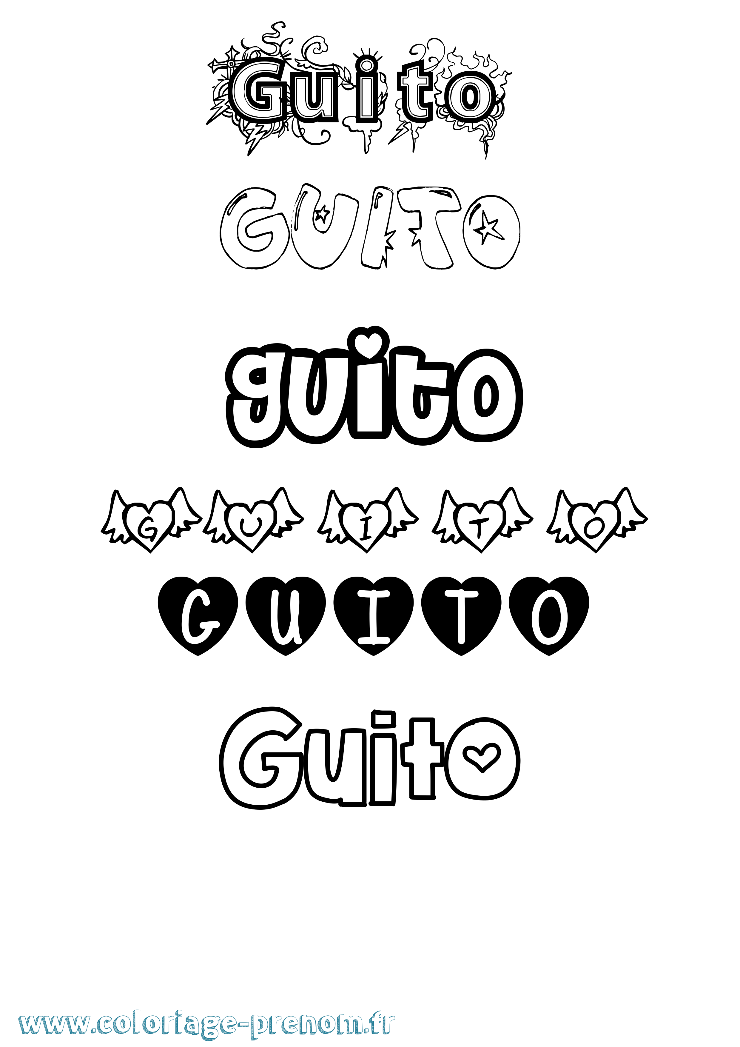 Coloriage Guito Girly Coloriage prénom Guito Girly