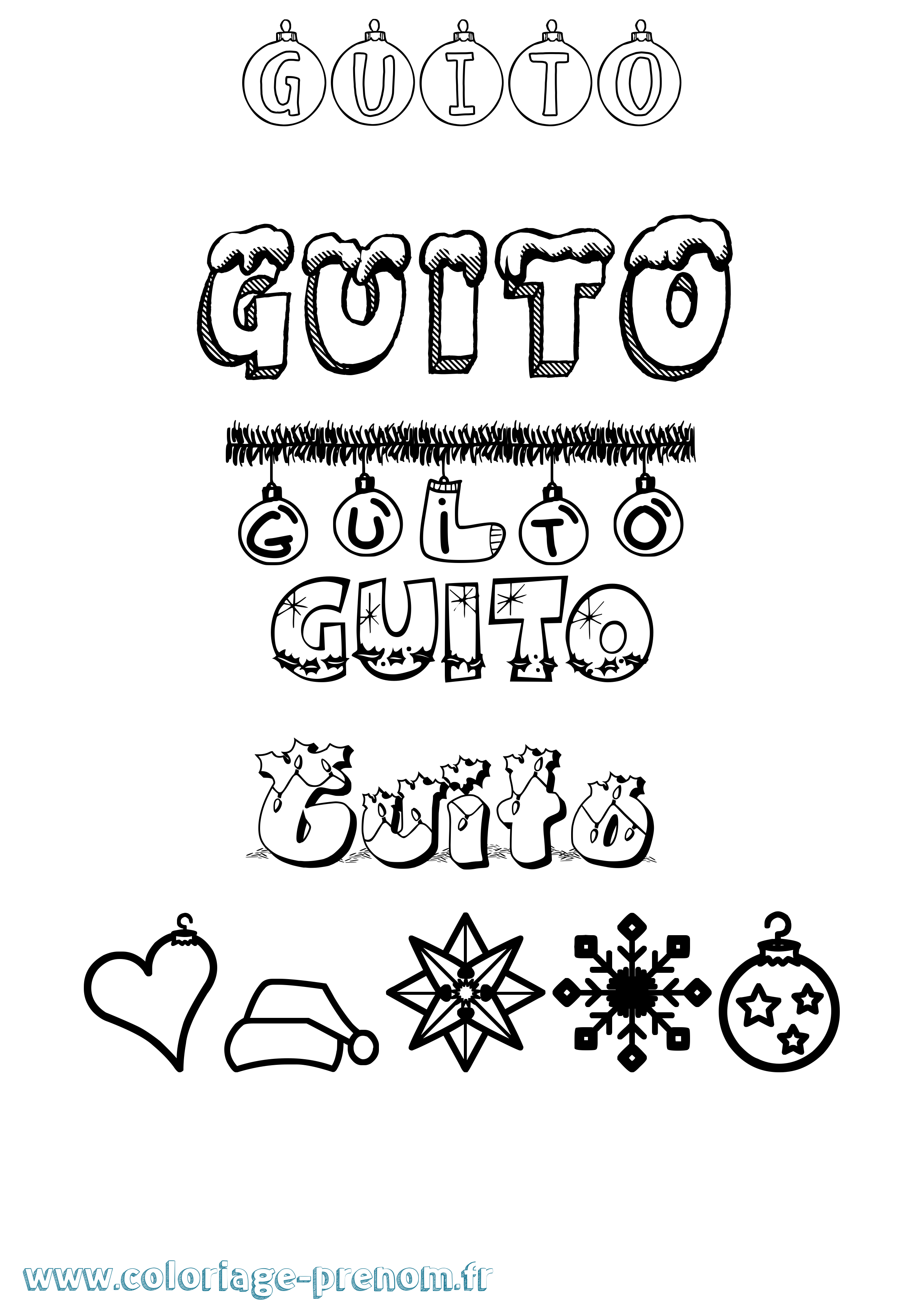 Coloriage Guito Noël Coloriage prénom Guito Noël