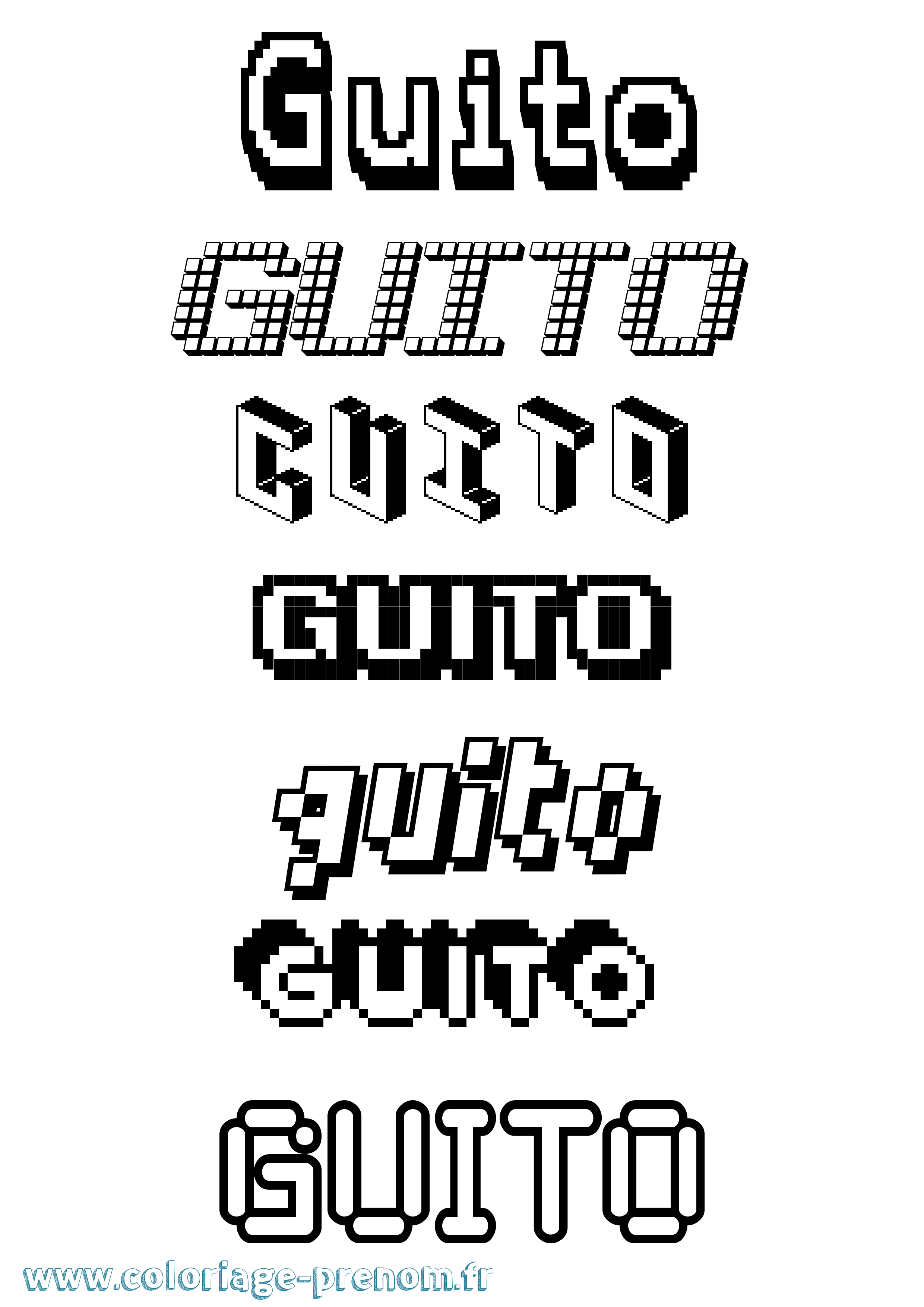 Coloriage Guito Pixel Coloriage prénom Guito Pixel