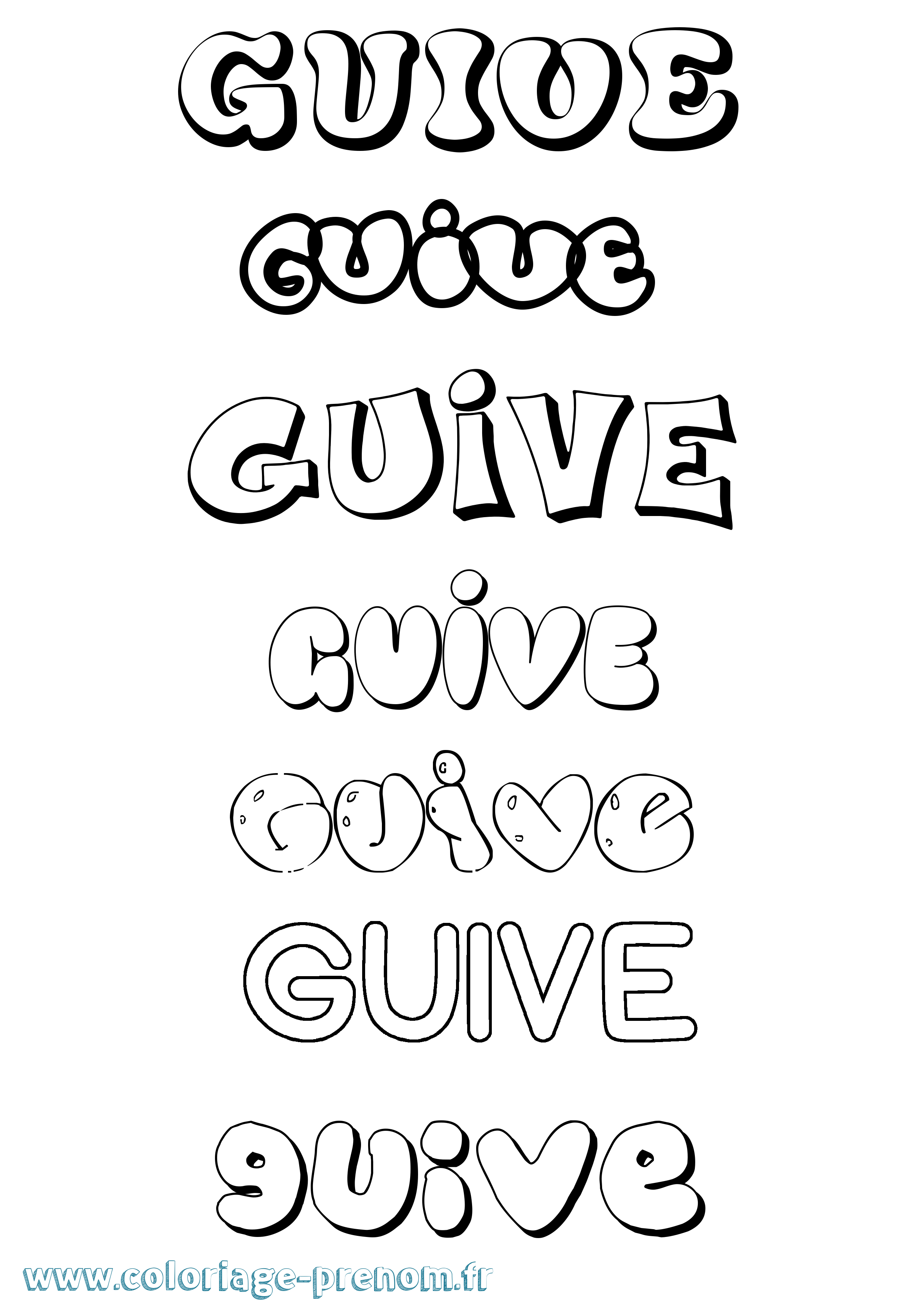 Coloriage Guive Bubble Coloriage prénom Guive Bubble