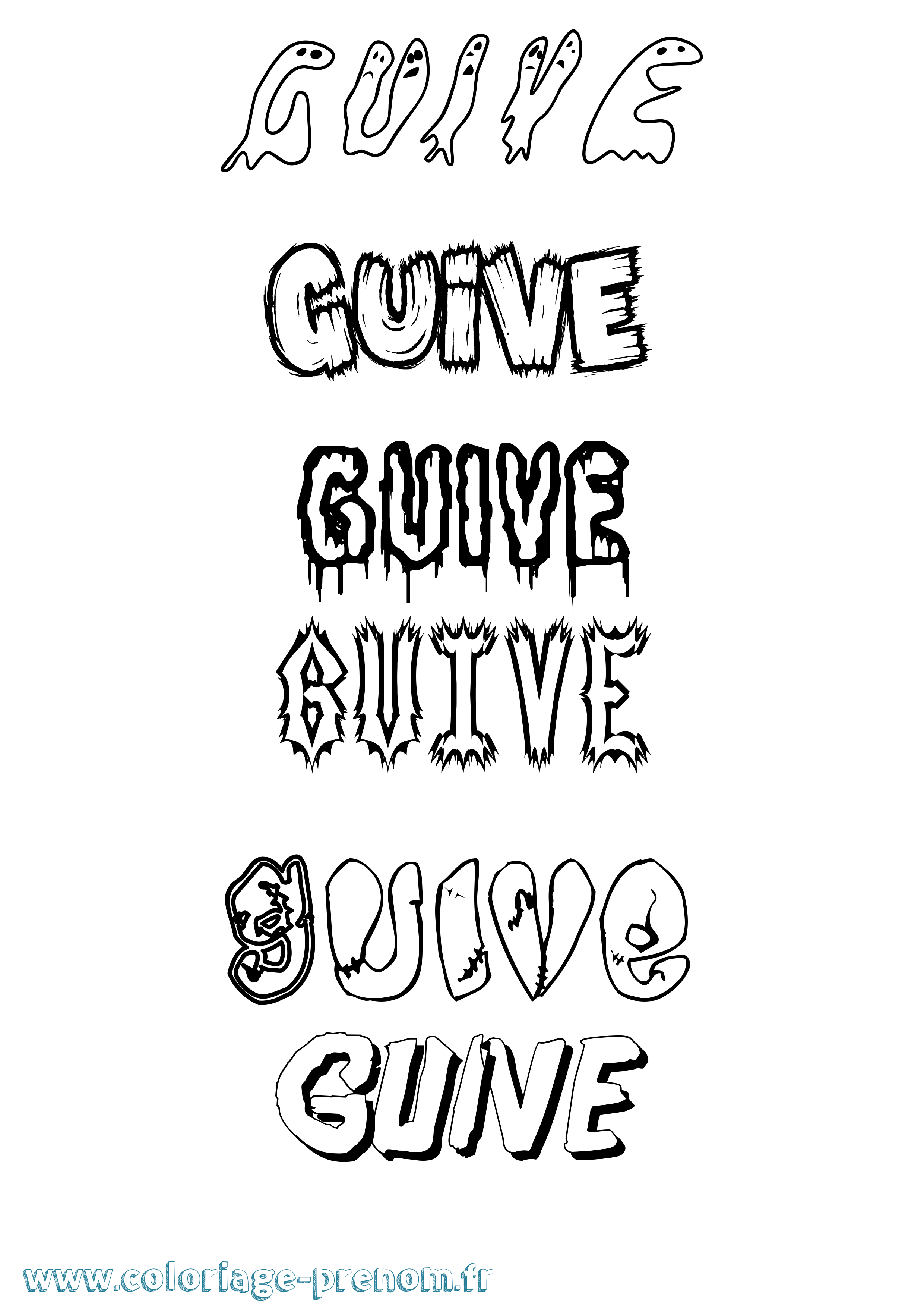 Coloriage Guive Frisson Coloriage prénom Guive Frisson
