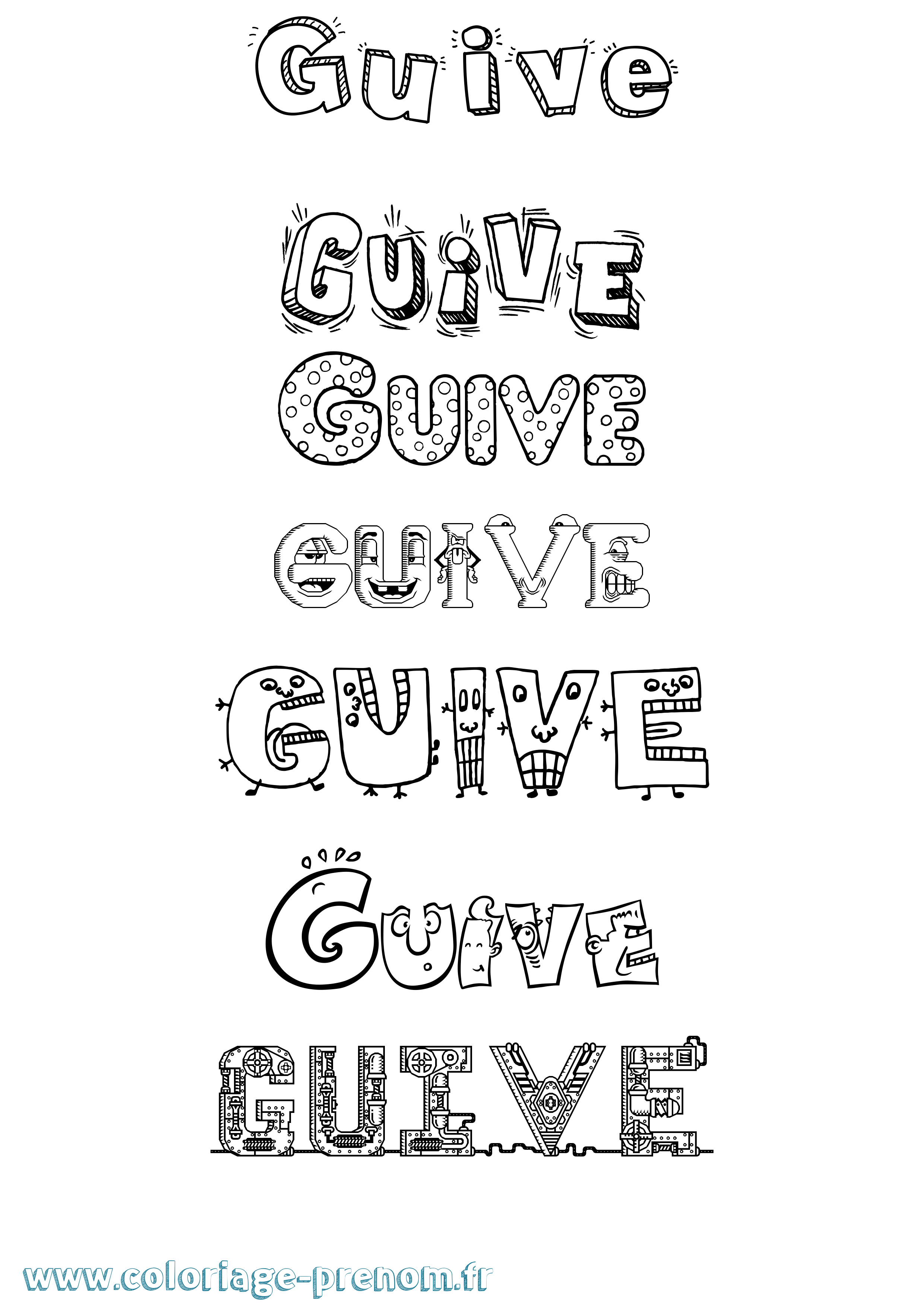 Coloriage Guive Fun Coloriage prénom Guive Fun