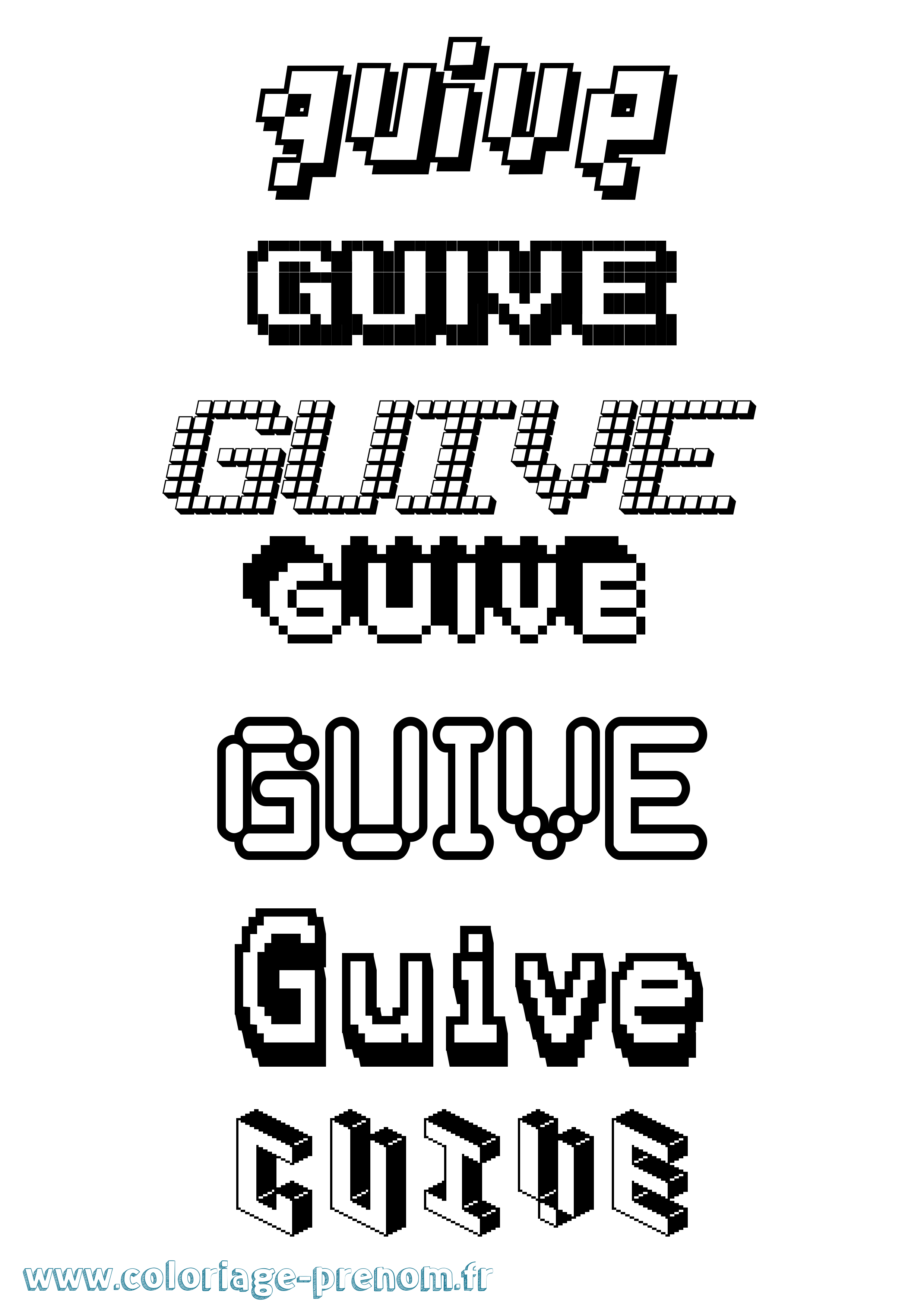 Coloriage Guive Pixel Coloriage prénom Guive Pixel
