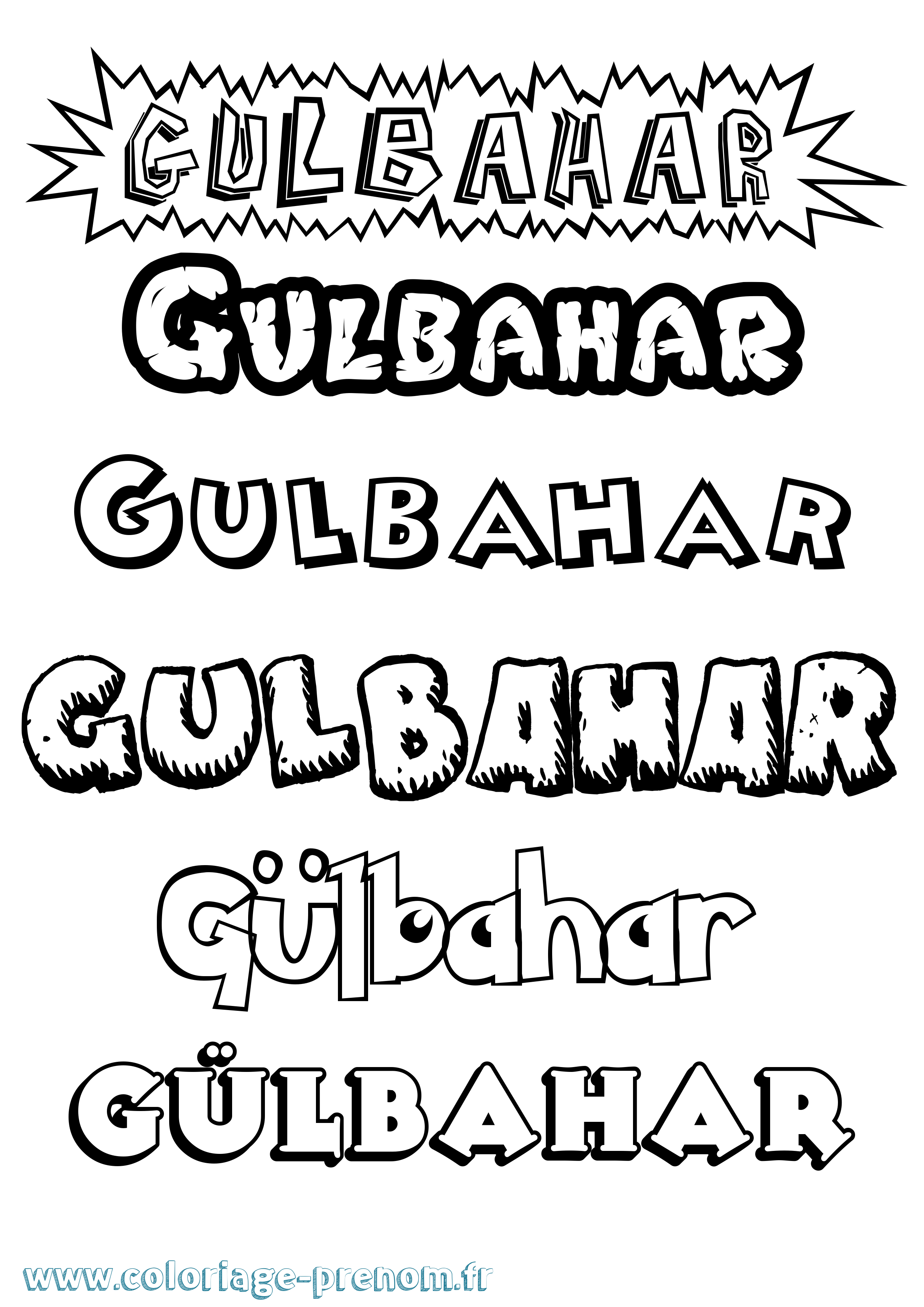 Coloriage Gülbahar Dessin Animé Coloriage prénom Gülbahar Dessin Animé