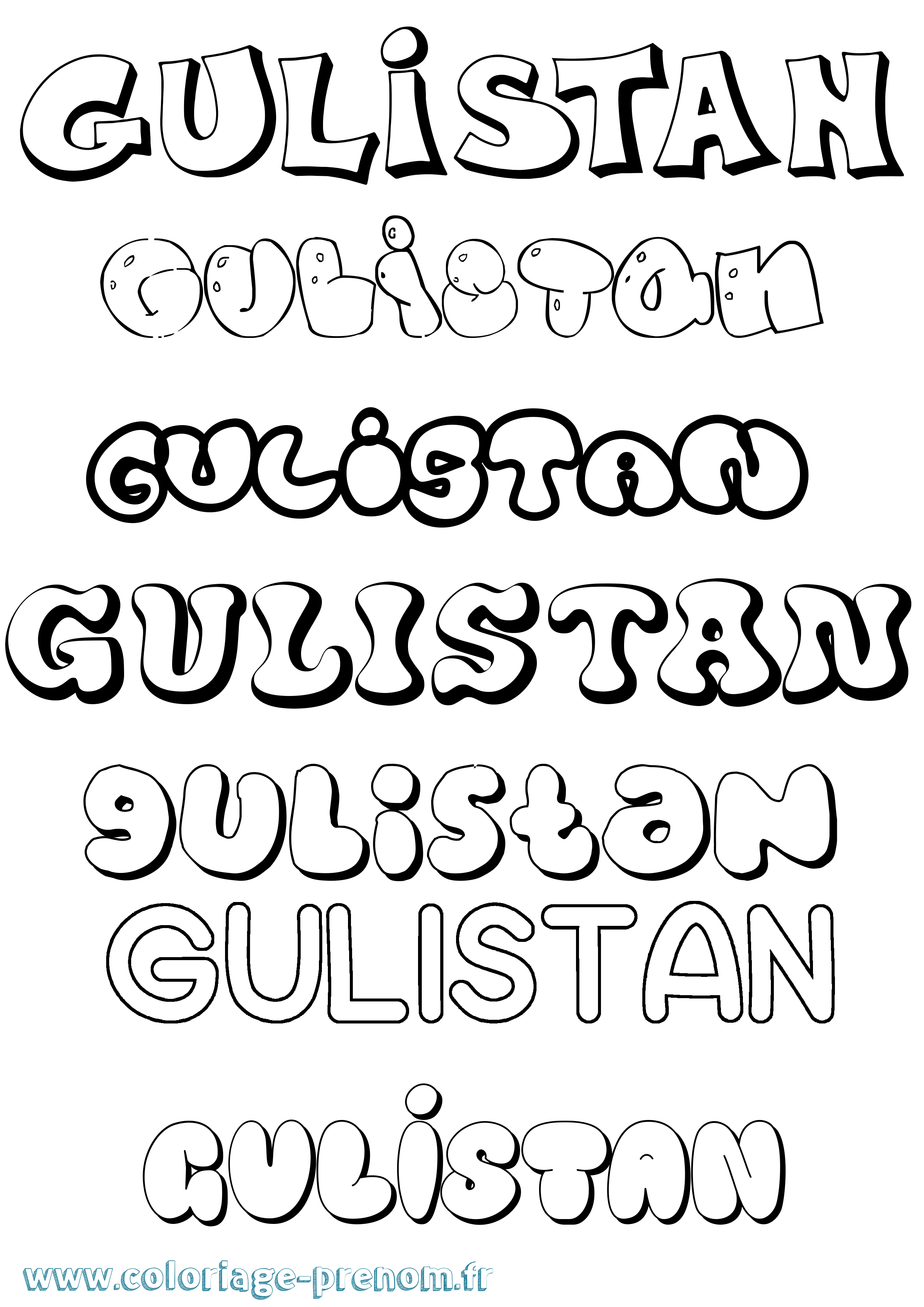 Coloriage Gulistan Bubble Coloriage prénom Gulistan Bubble
