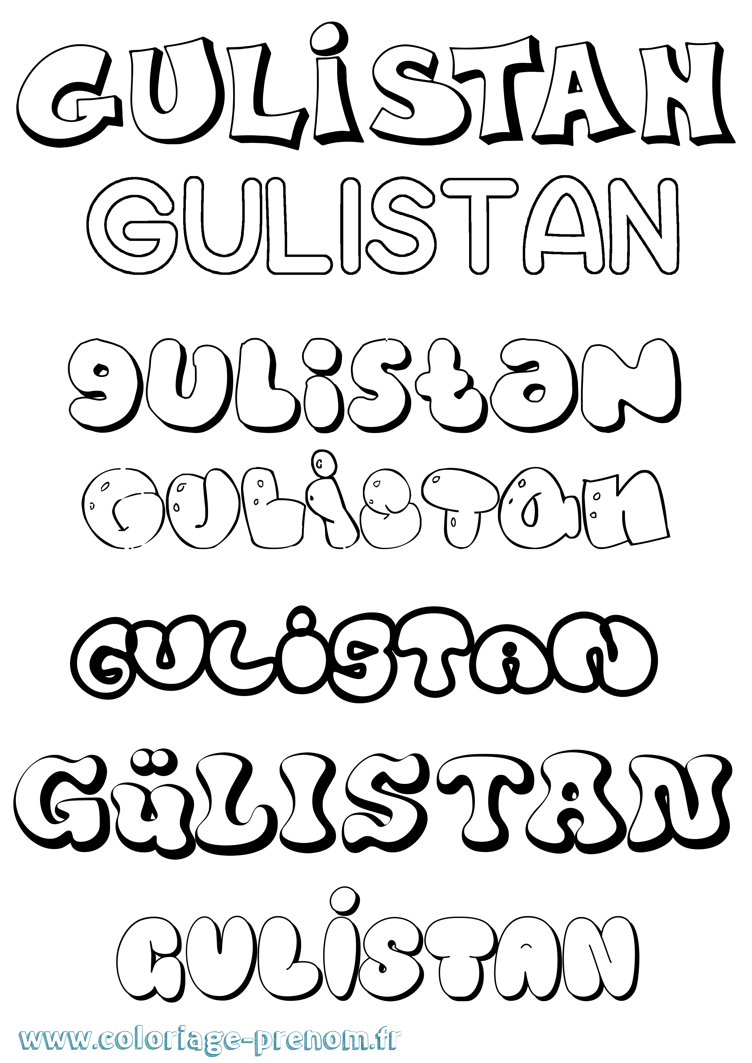 Coloriage Gülistan Bubble Coloriage prénom Gülistan Bubble