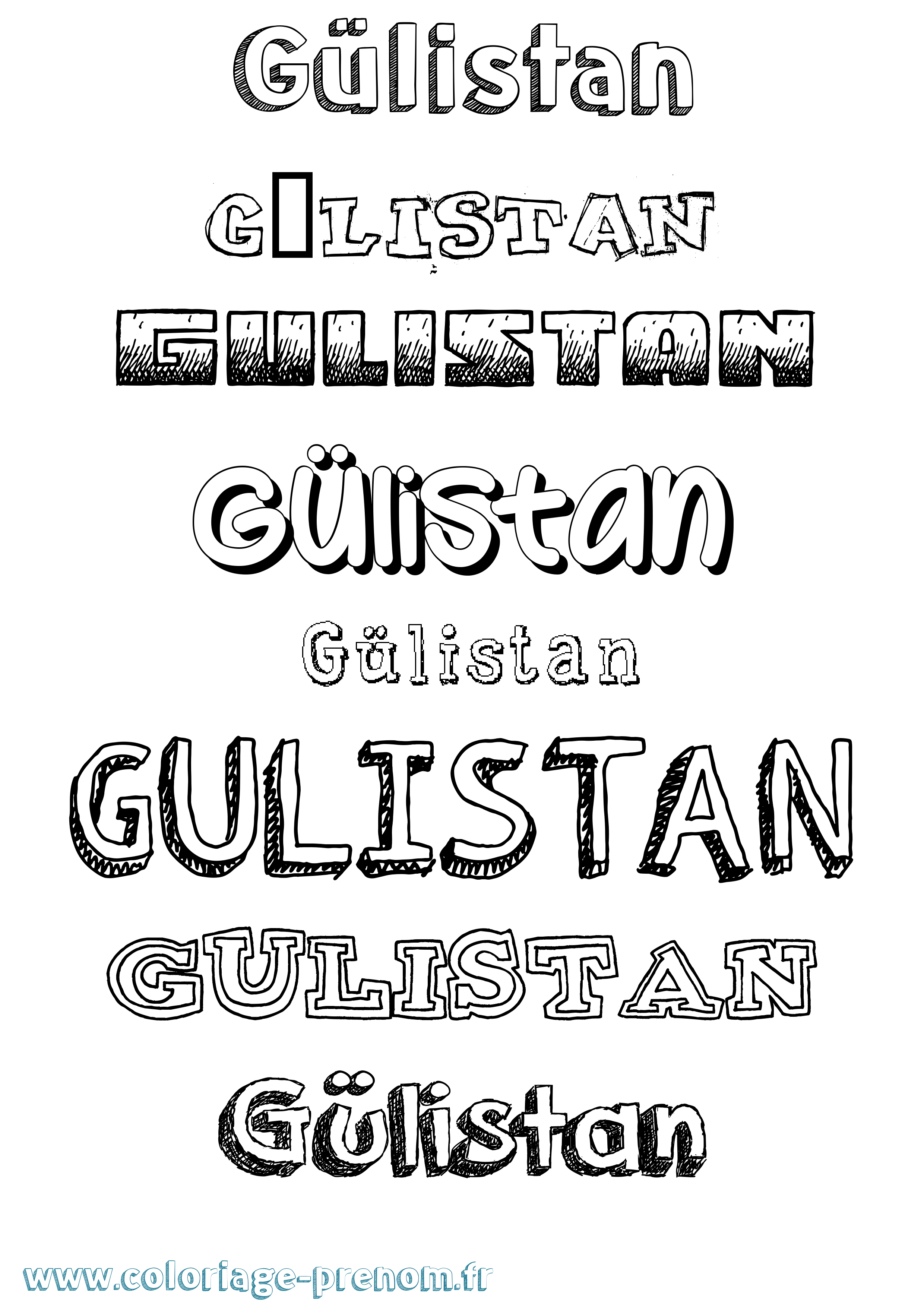 Coloriage Gülistan Dessiné Coloriage prénom Gülistan Dessiné
