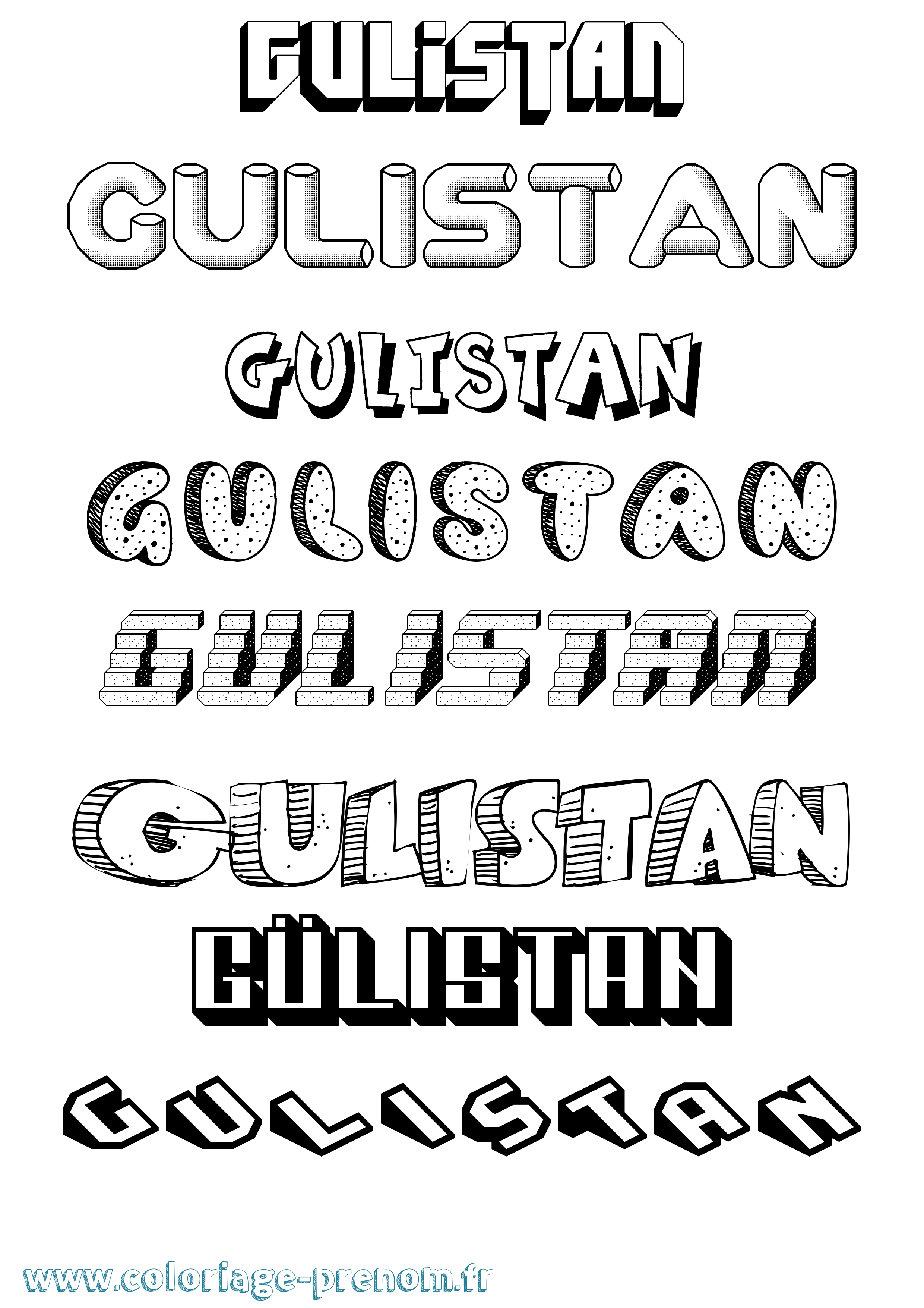 Coloriage Gülistan Effet 3D Coloriage prénom Gülistan Effet 3D