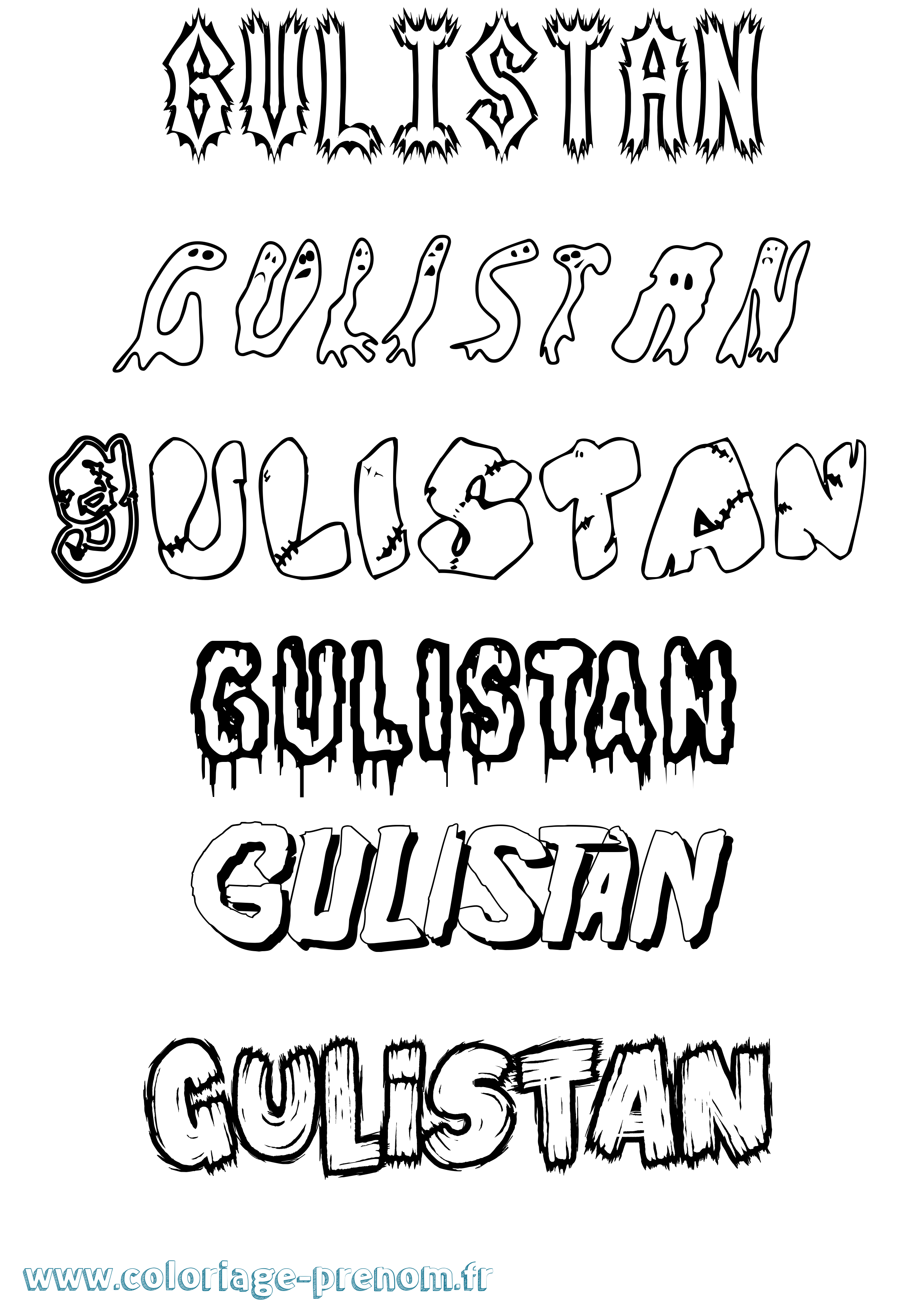 Coloriage Gulistan Frisson Coloriage prénom Gulistan Frisson
