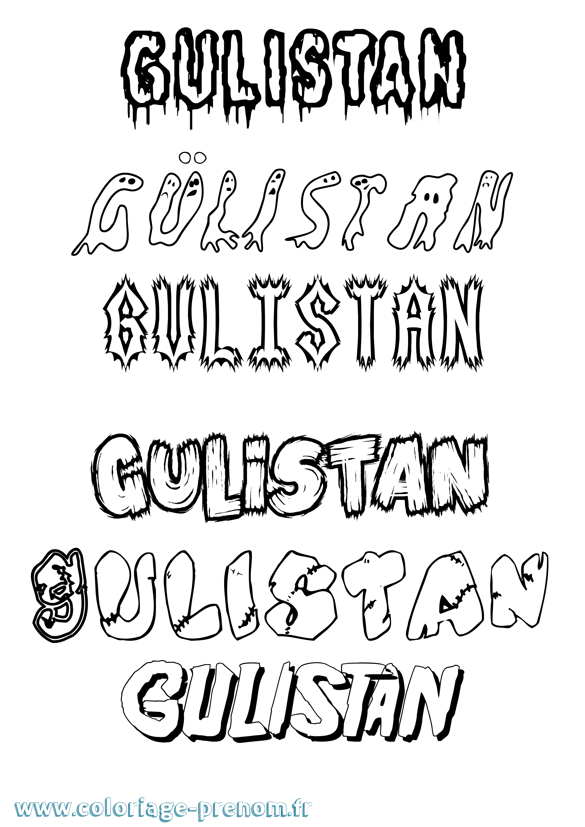 Coloriage Gülistan Frisson Coloriage prénom Gülistan Frisson