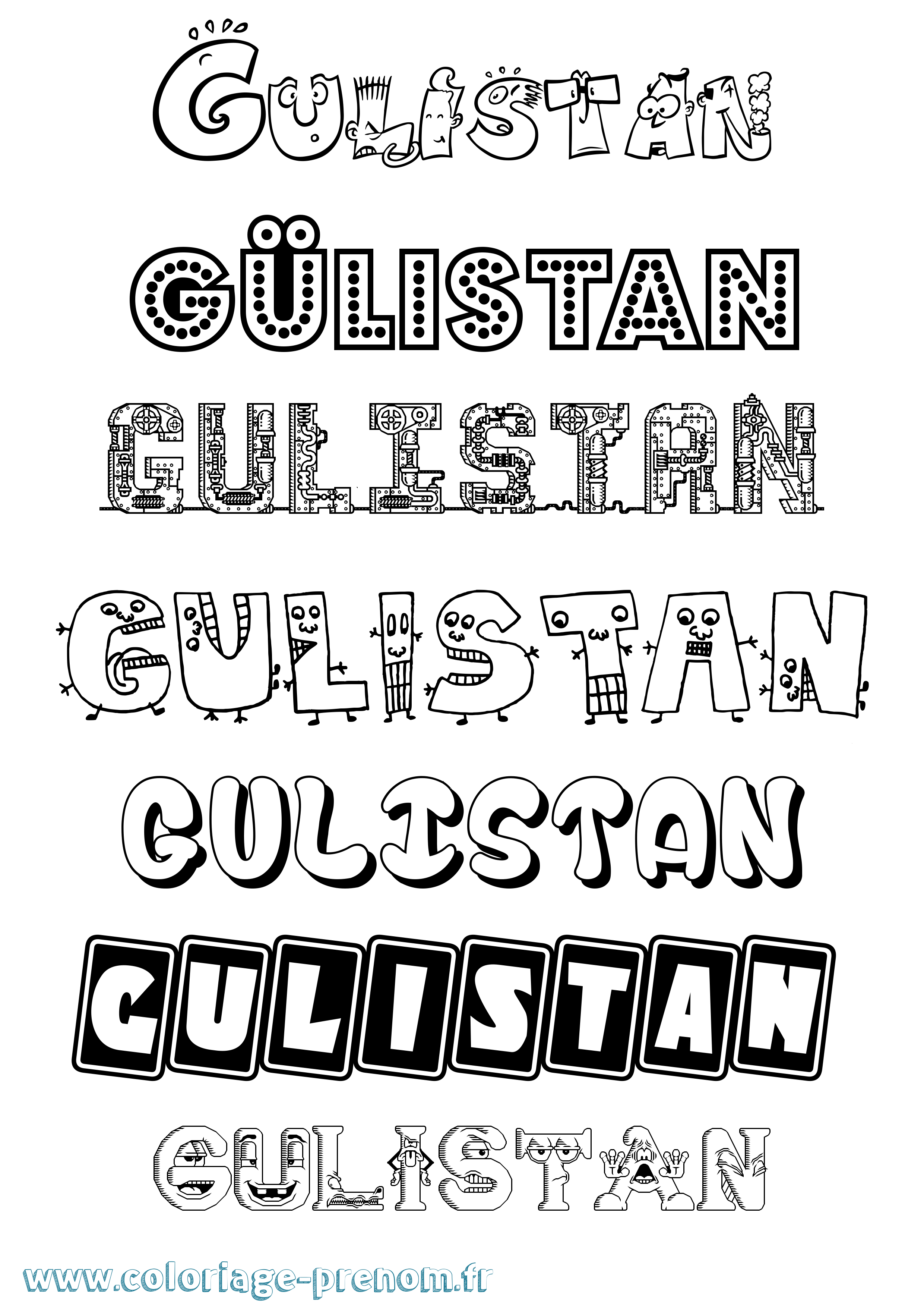 Coloriage Gülistan Fun Coloriage prénom Gülistan Fun