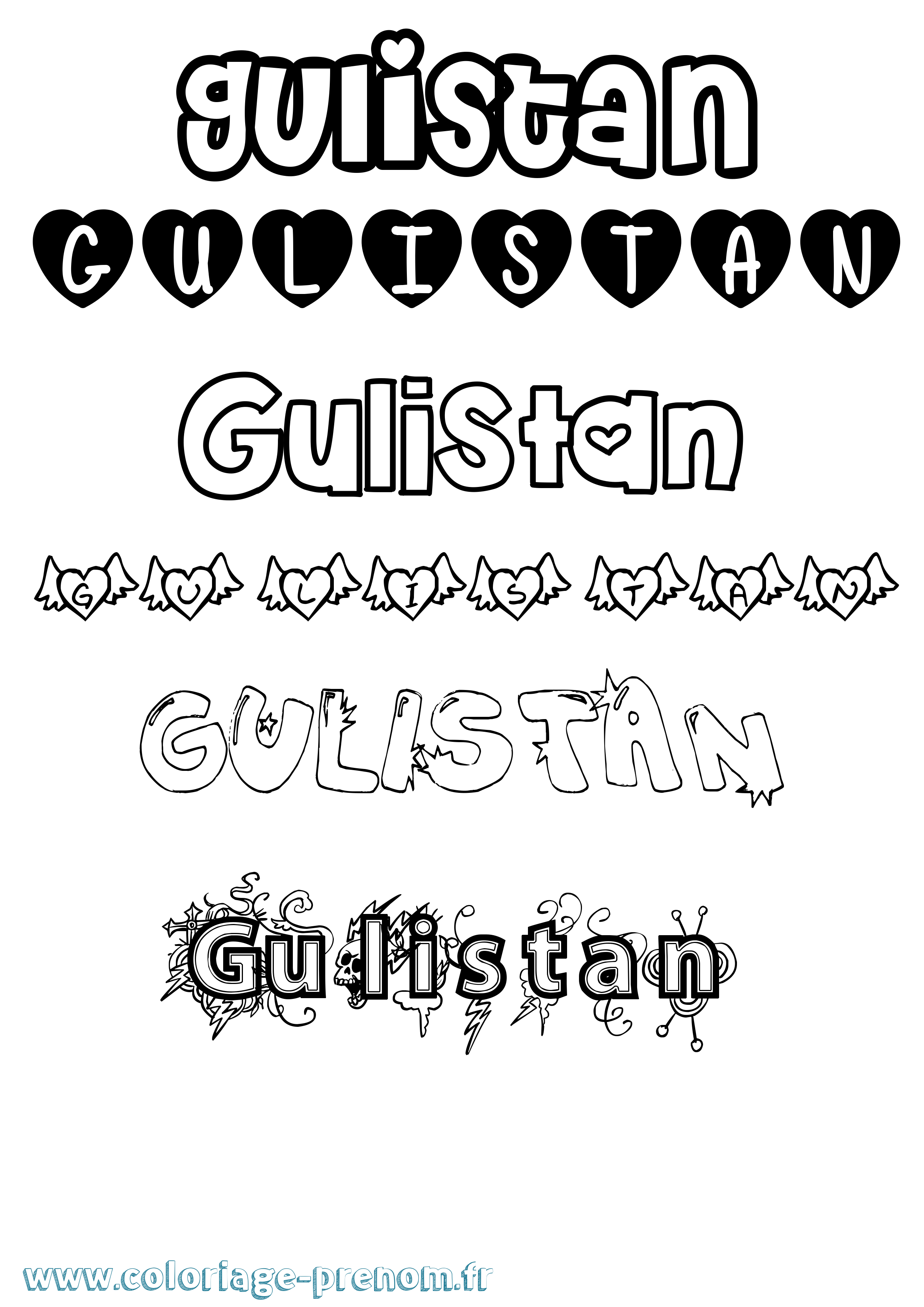 Coloriage Gulistan Girly Coloriage prénom Gulistan Girly