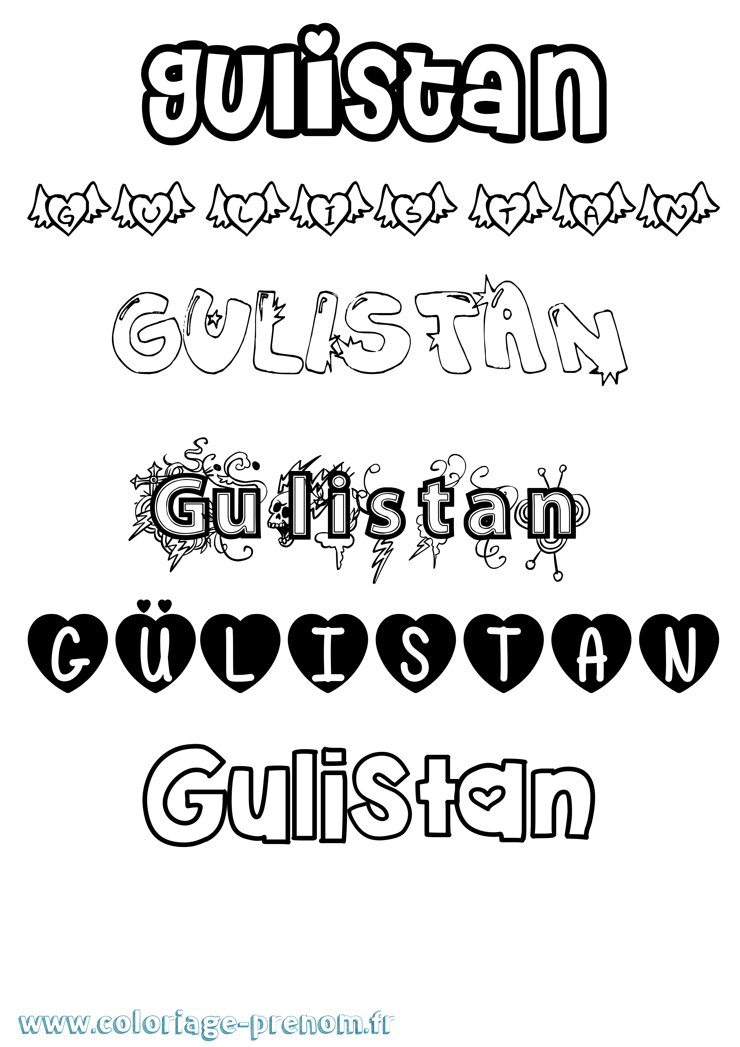 Coloriage Gülistan Girly Coloriage prénom Gülistan Girly