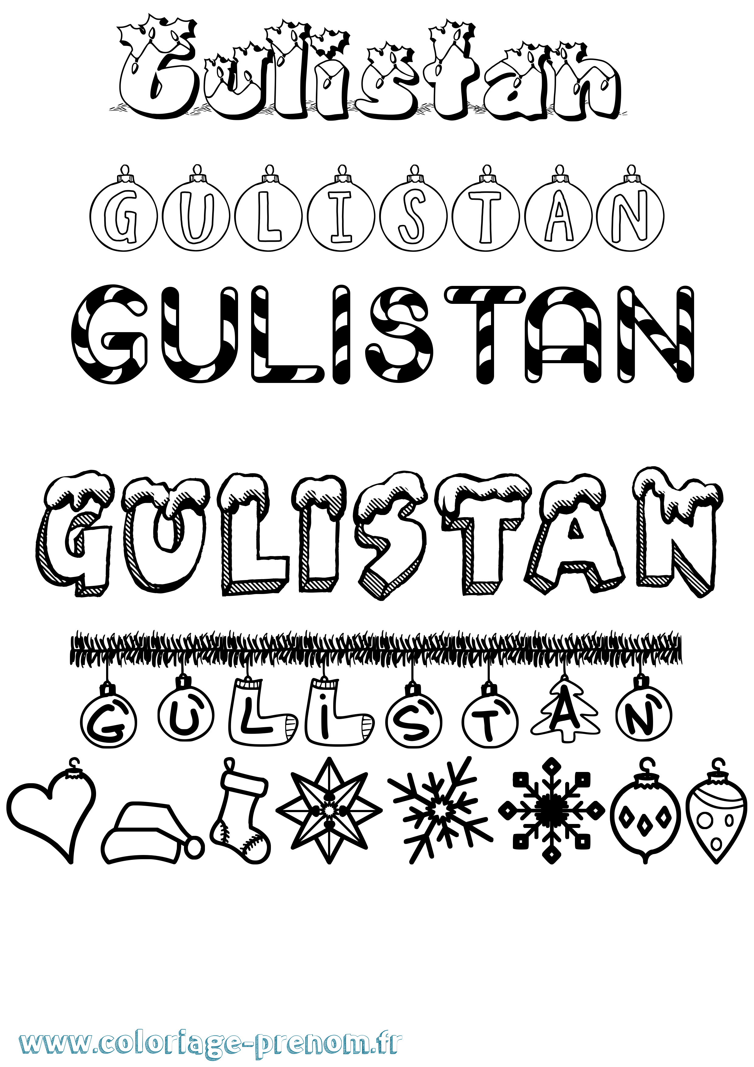 Coloriage Gulistan Noël Coloriage prénom Gulistan Noël