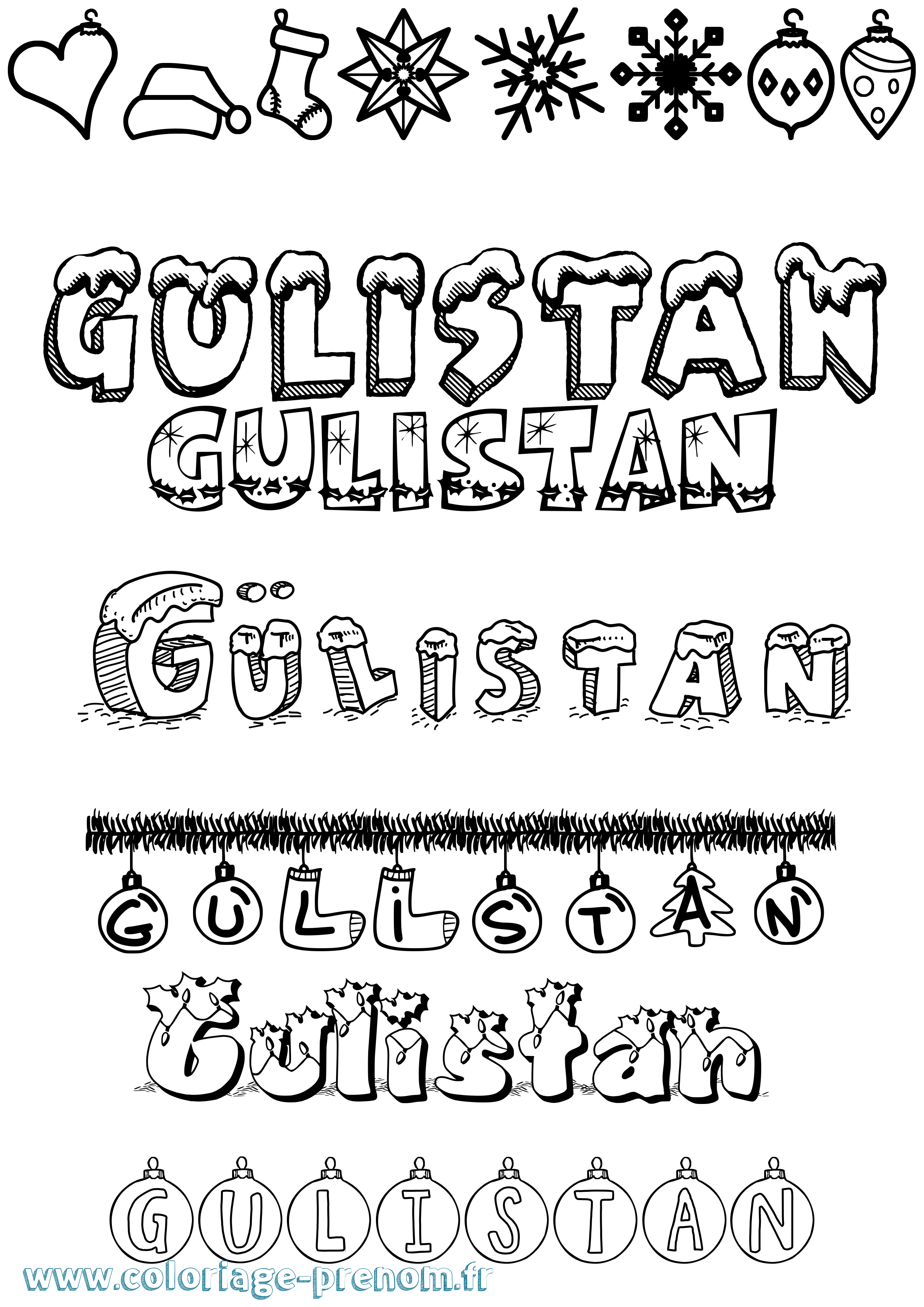 Coloriage Gülistan Noël Coloriage prénom Gülistan Noël