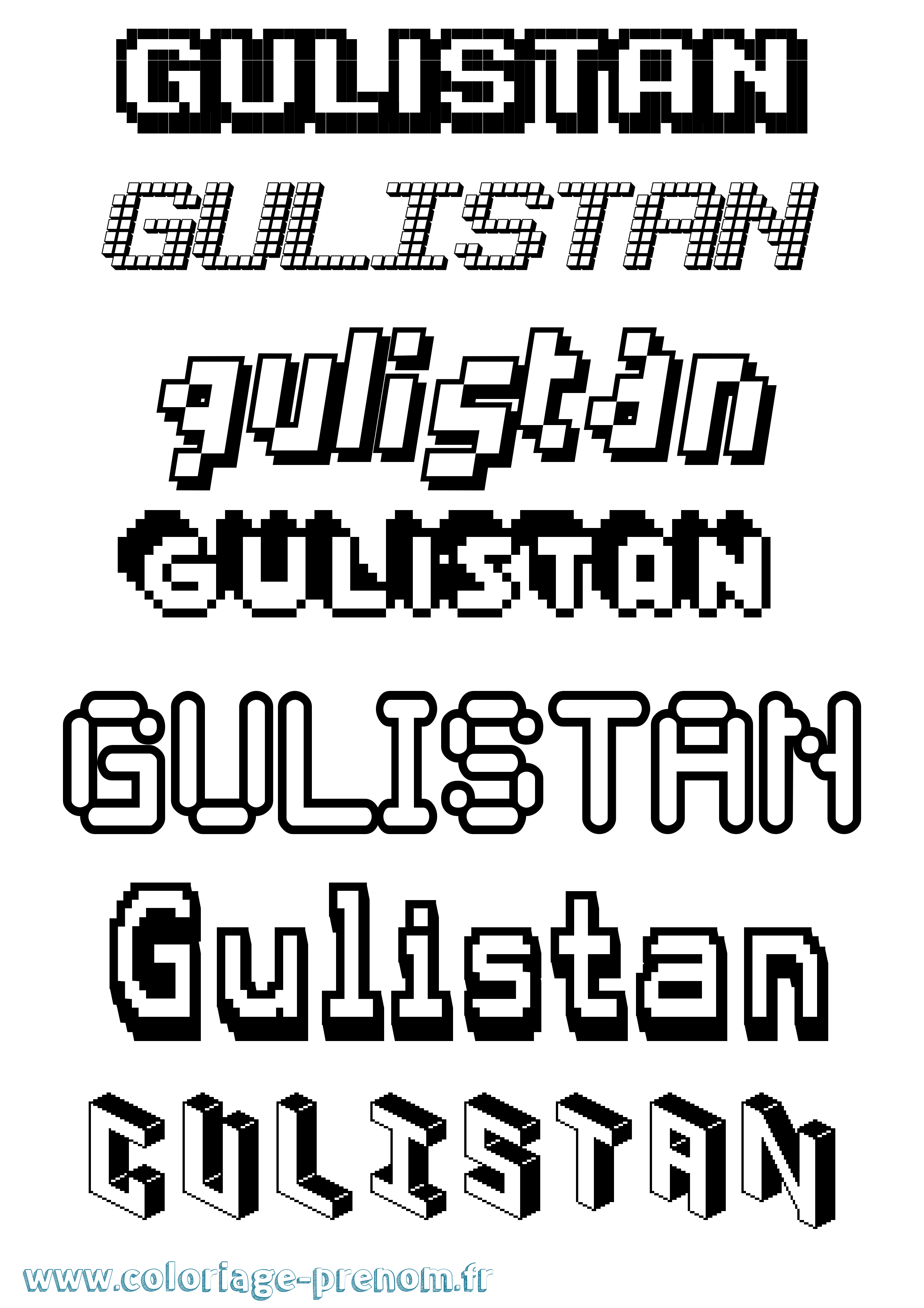 Coloriage Gulistan Pixel Coloriage prénom Gulistan Pixel