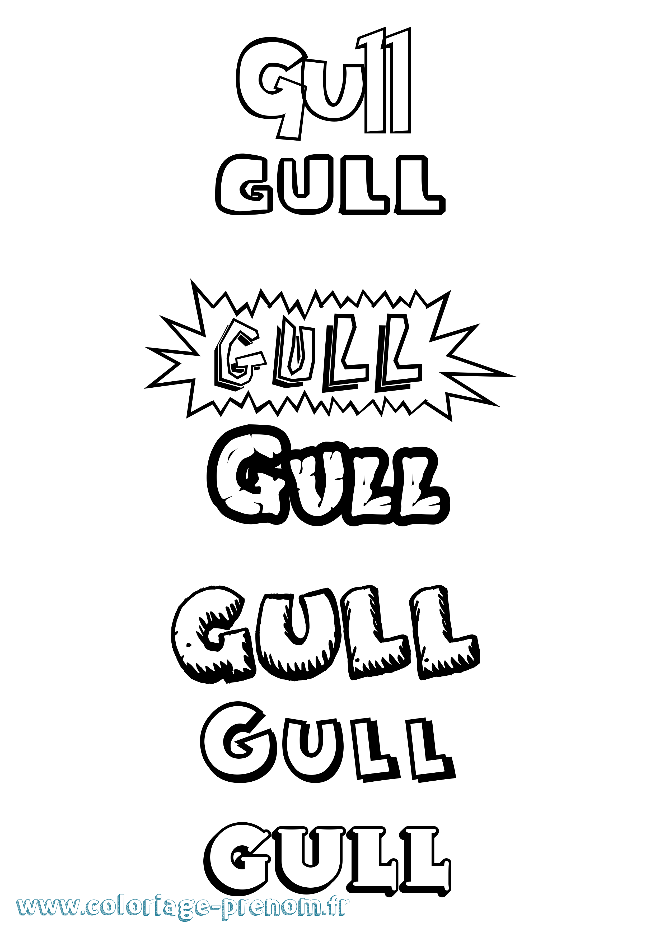 Coloriage Gull Dessin Animé Coloriage prénom Gull Dessin Animé