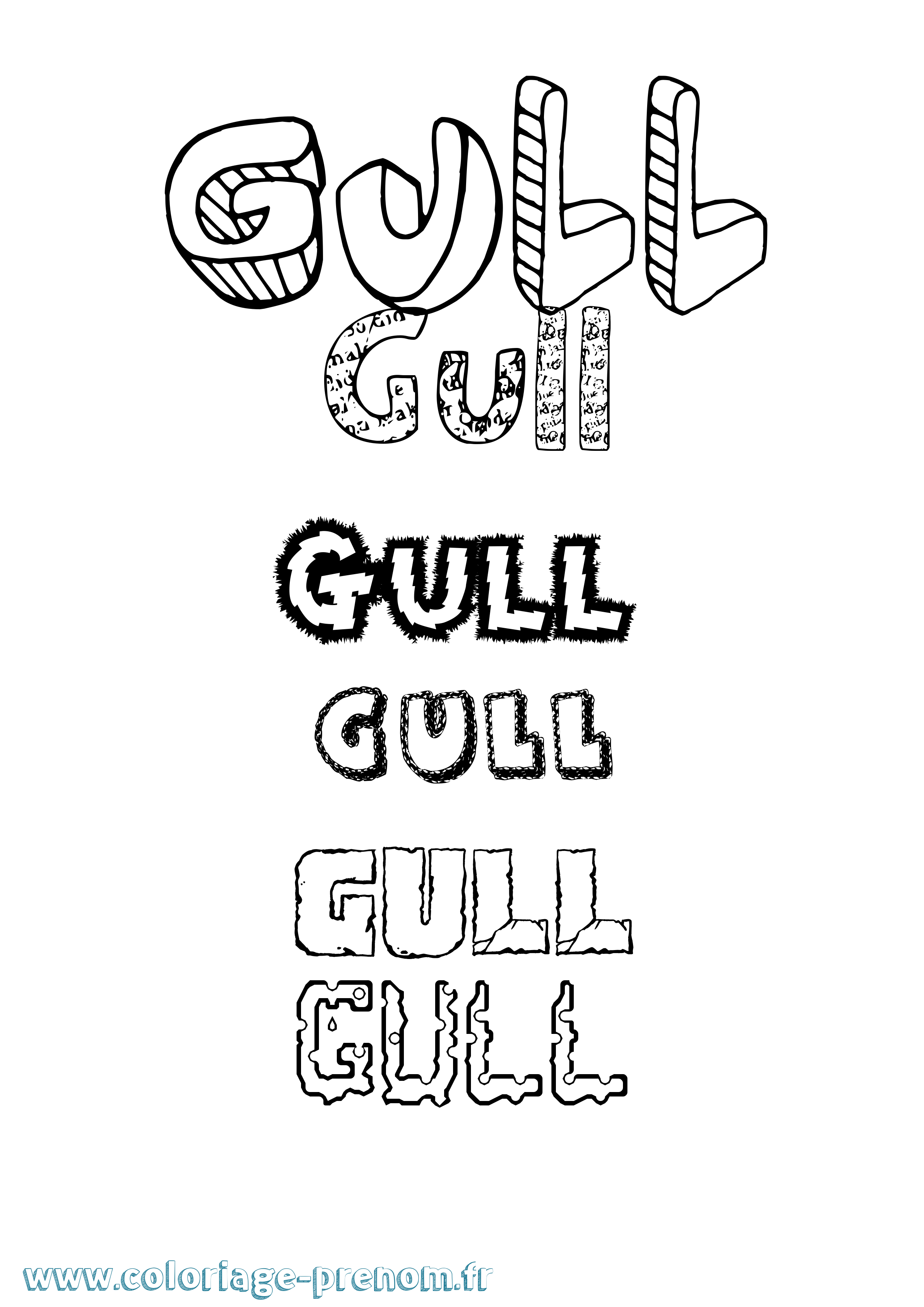 Coloriage Gull Destructuré Coloriage prénom Gull Destructuré