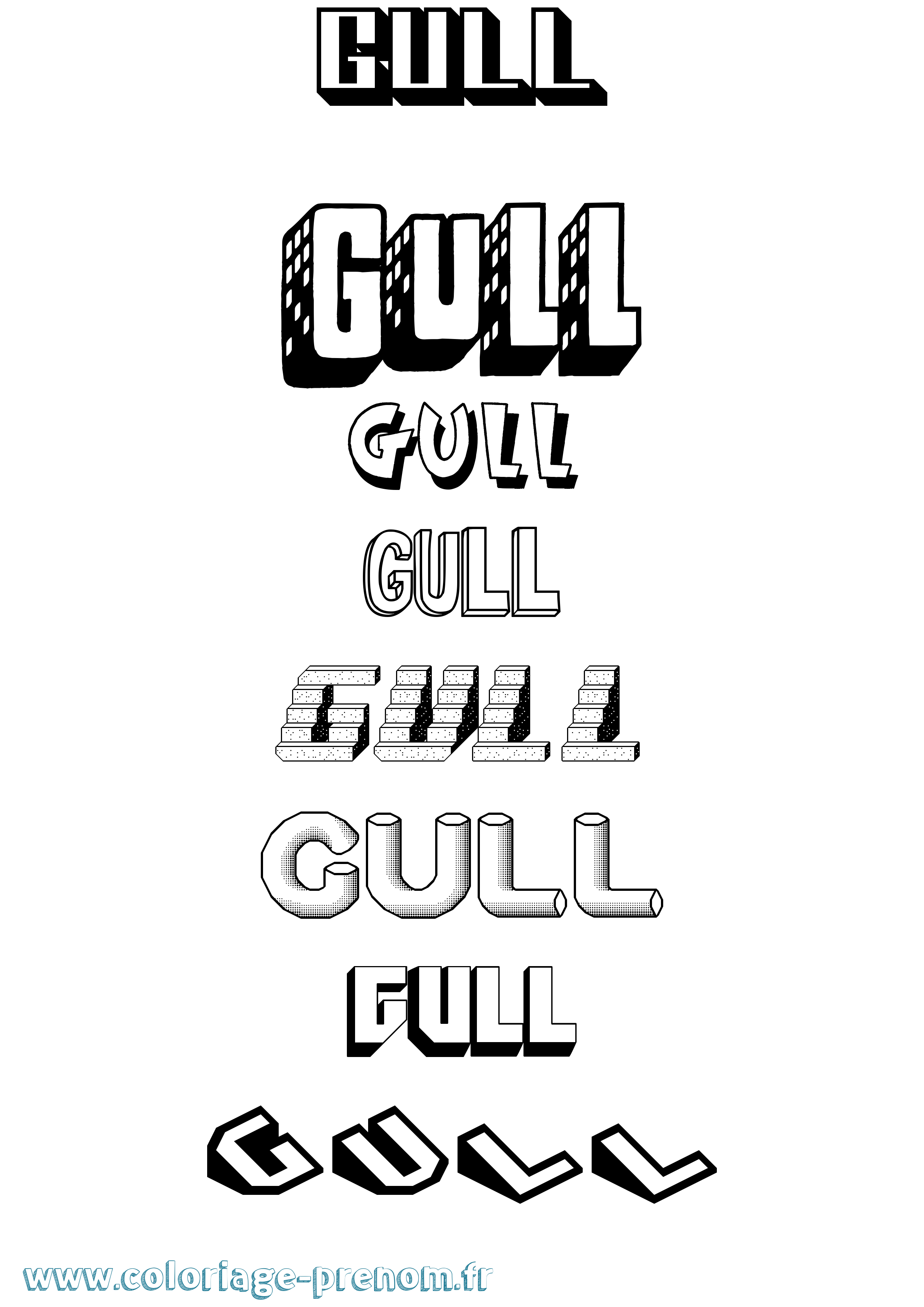 Coloriage Gull Effet 3D Coloriage prénom Gull Effet 3D