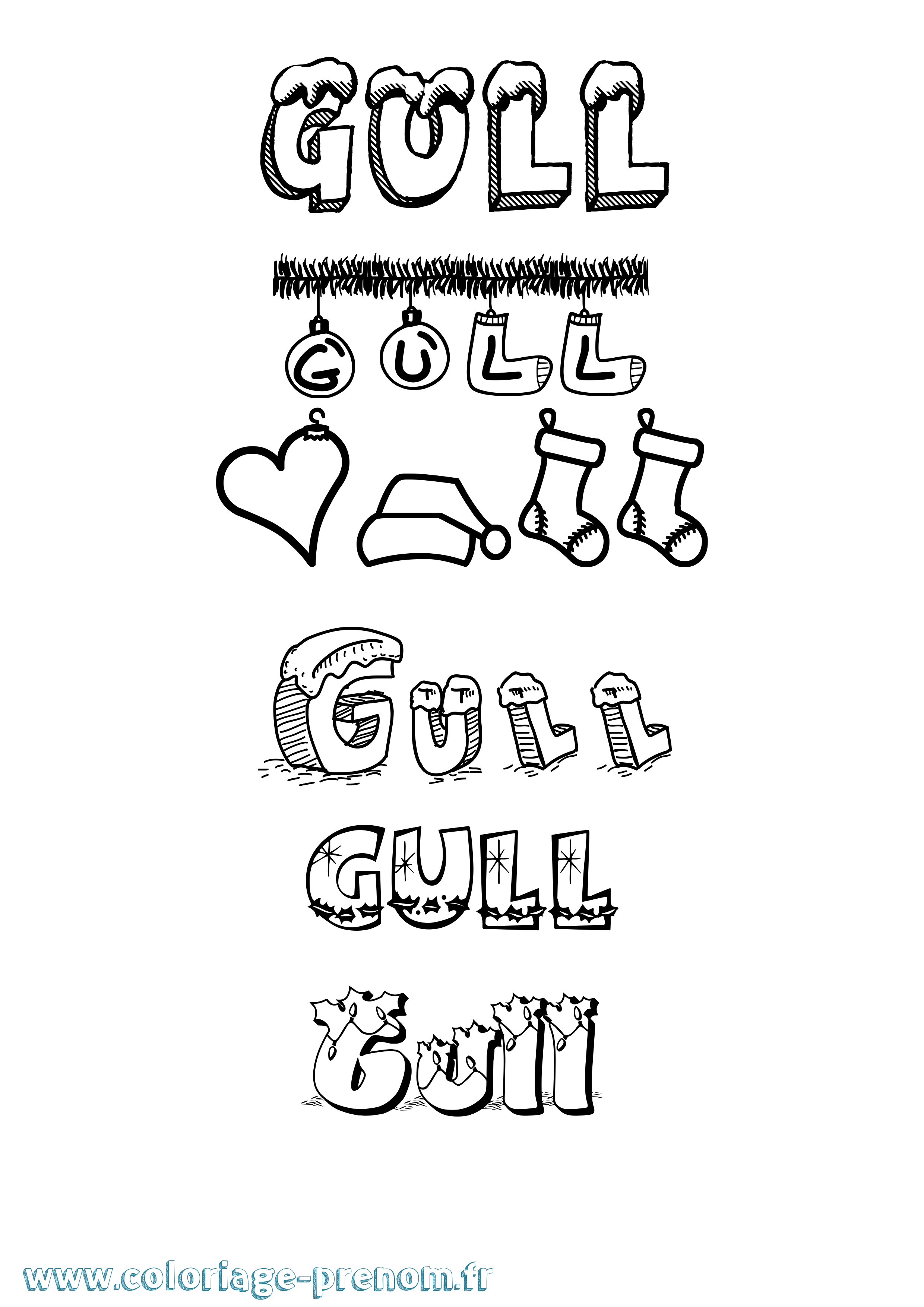 Coloriage Gull Noël Coloriage prénom Gull Noël