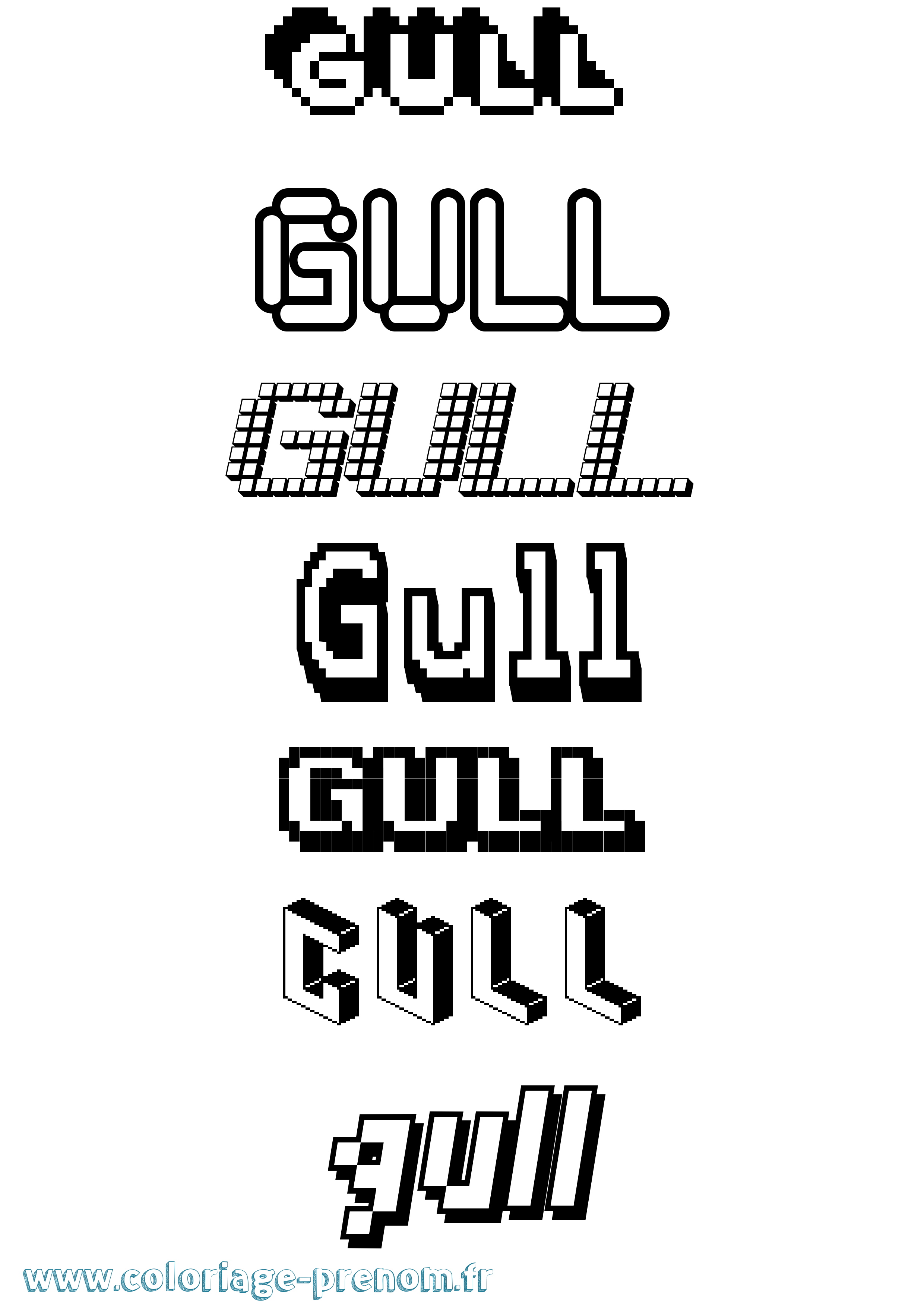 Coloriage Gull Pixel Coloriage prénom Gull Pixel