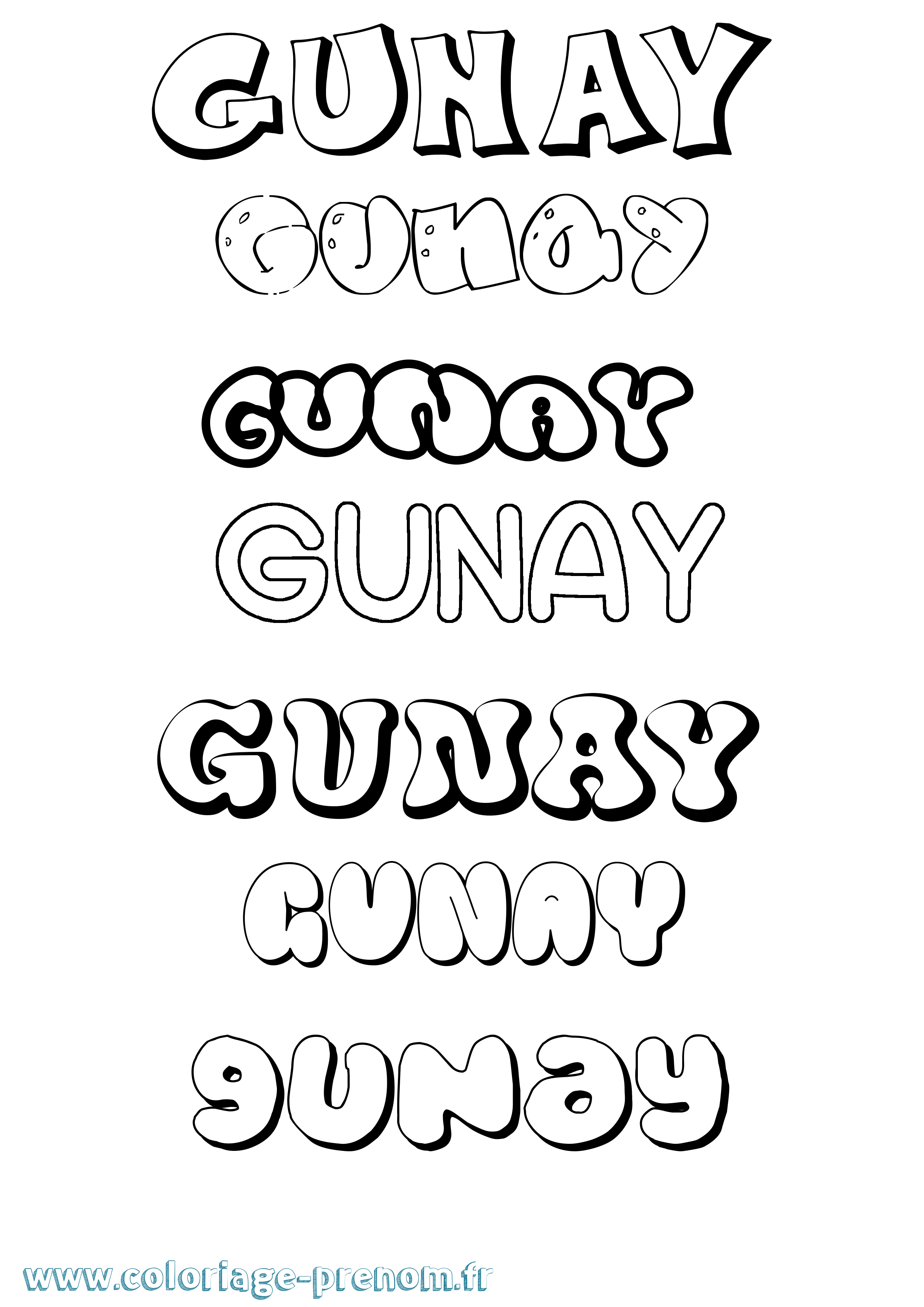 Coloriage Gunay Bubble Coloriage prénom Gunay Bubble