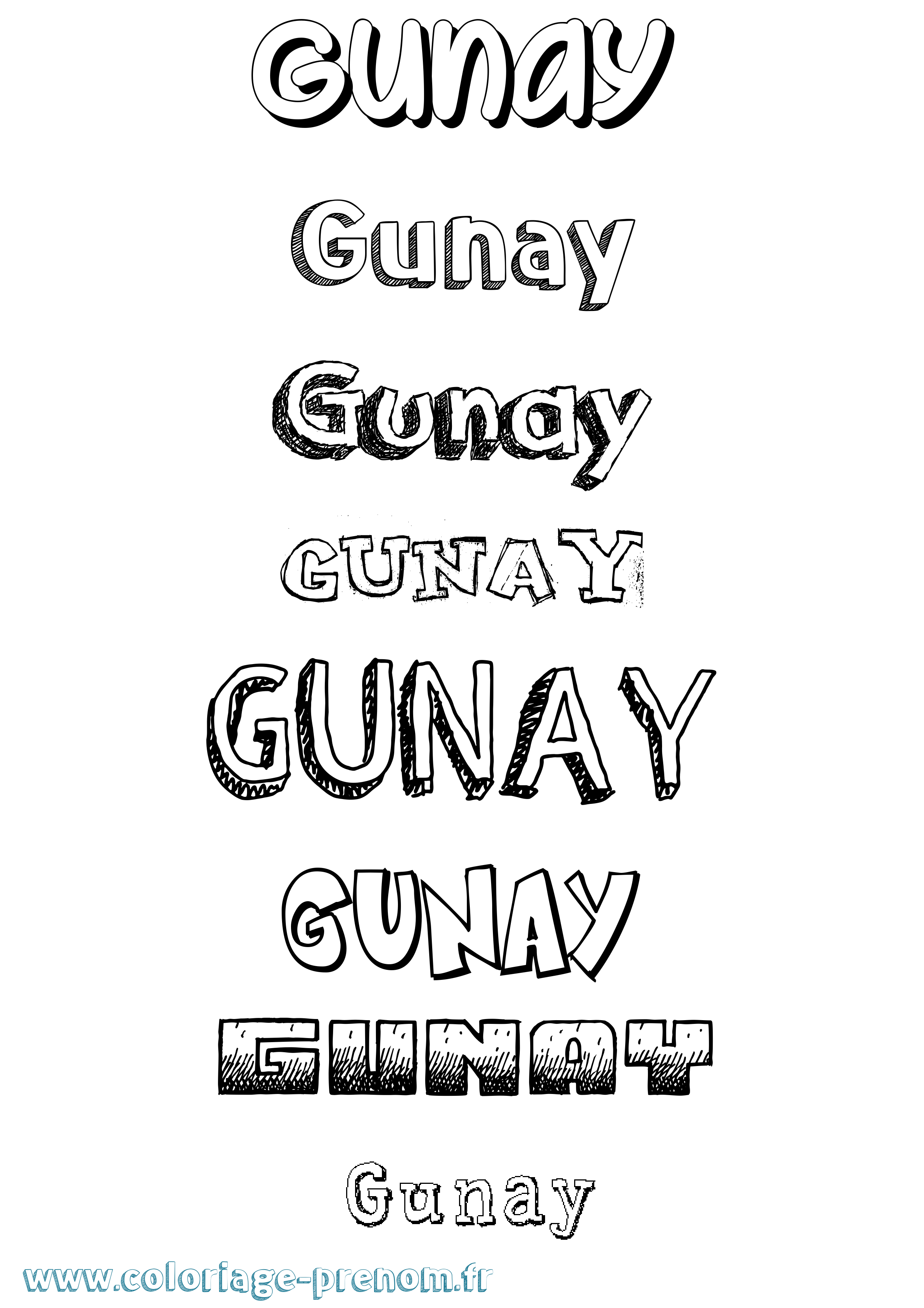 Coloriage Gunay Dessiné Coloriage prénom Gunay Dessiné