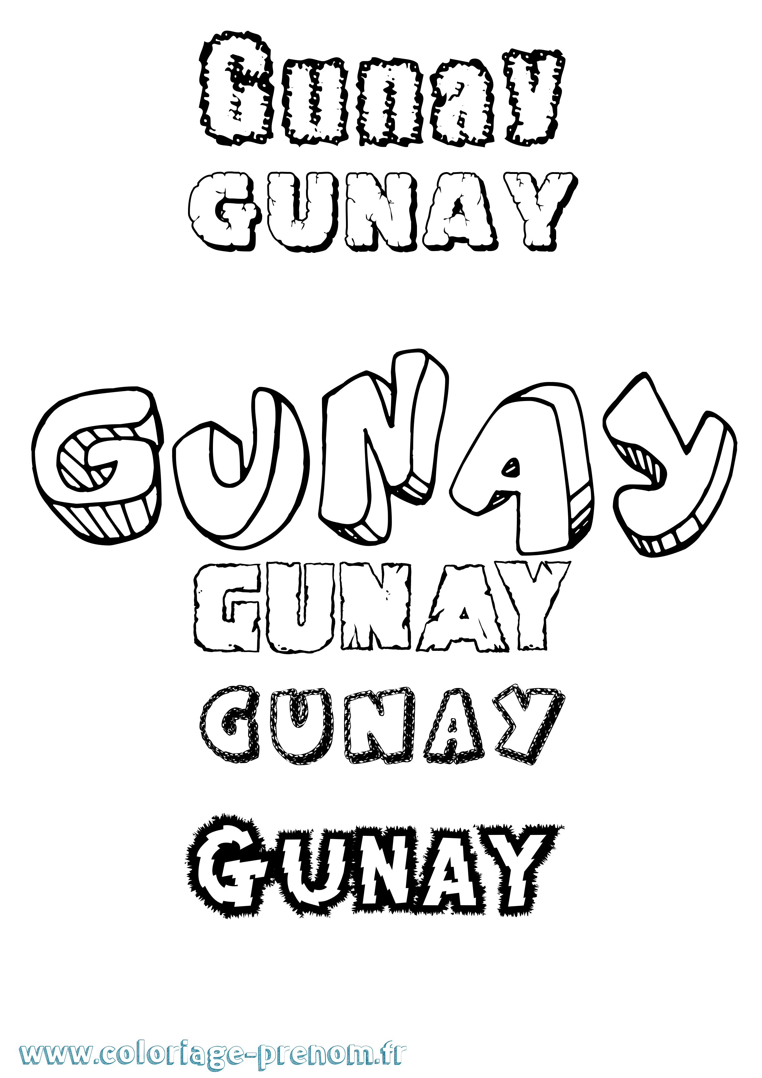 Coloriage Gunay Destructuré Coloriage prénom Gunay Destructuré