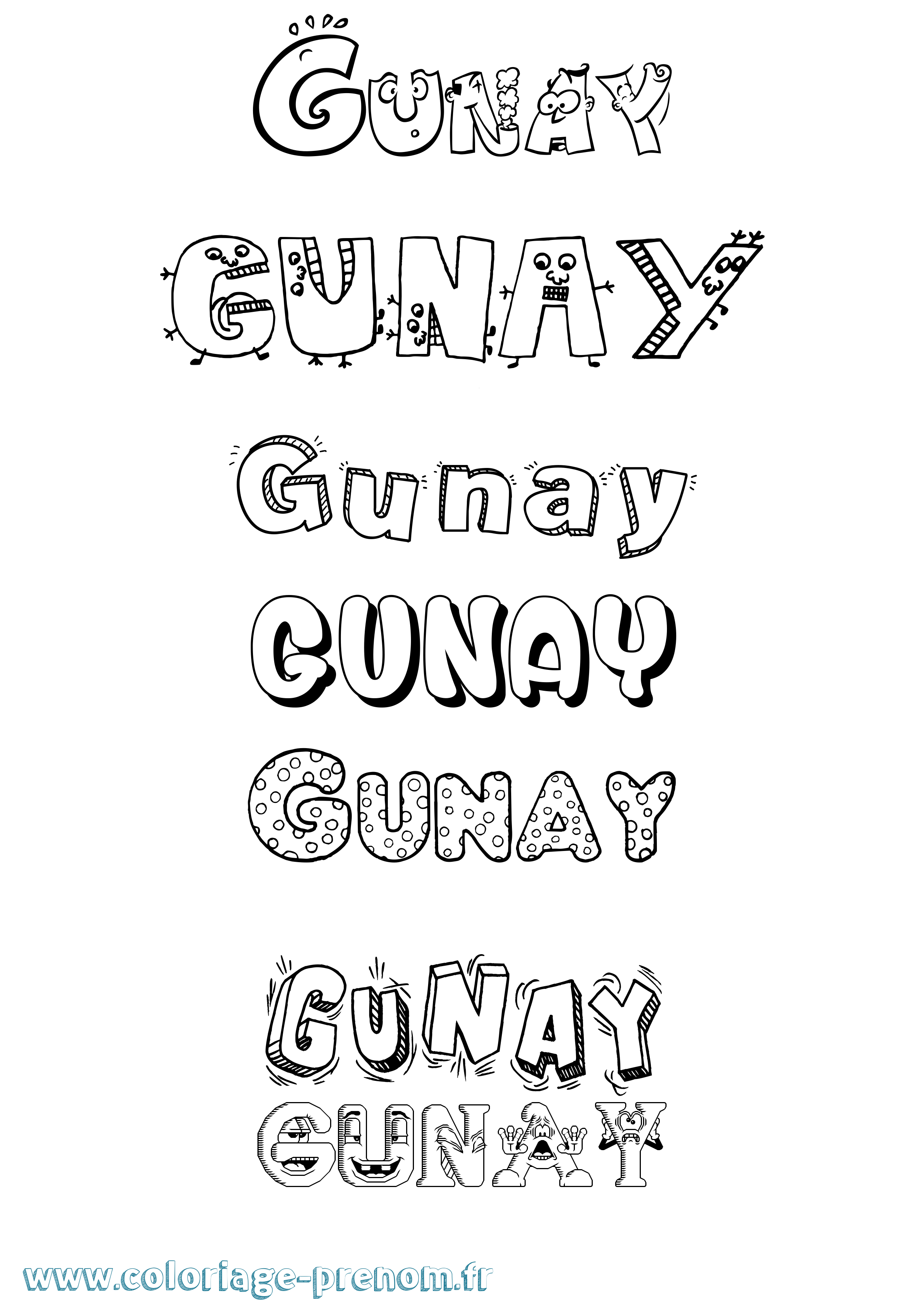 Coloriage Gunay Fun Coloriage prénom Gunay Fun