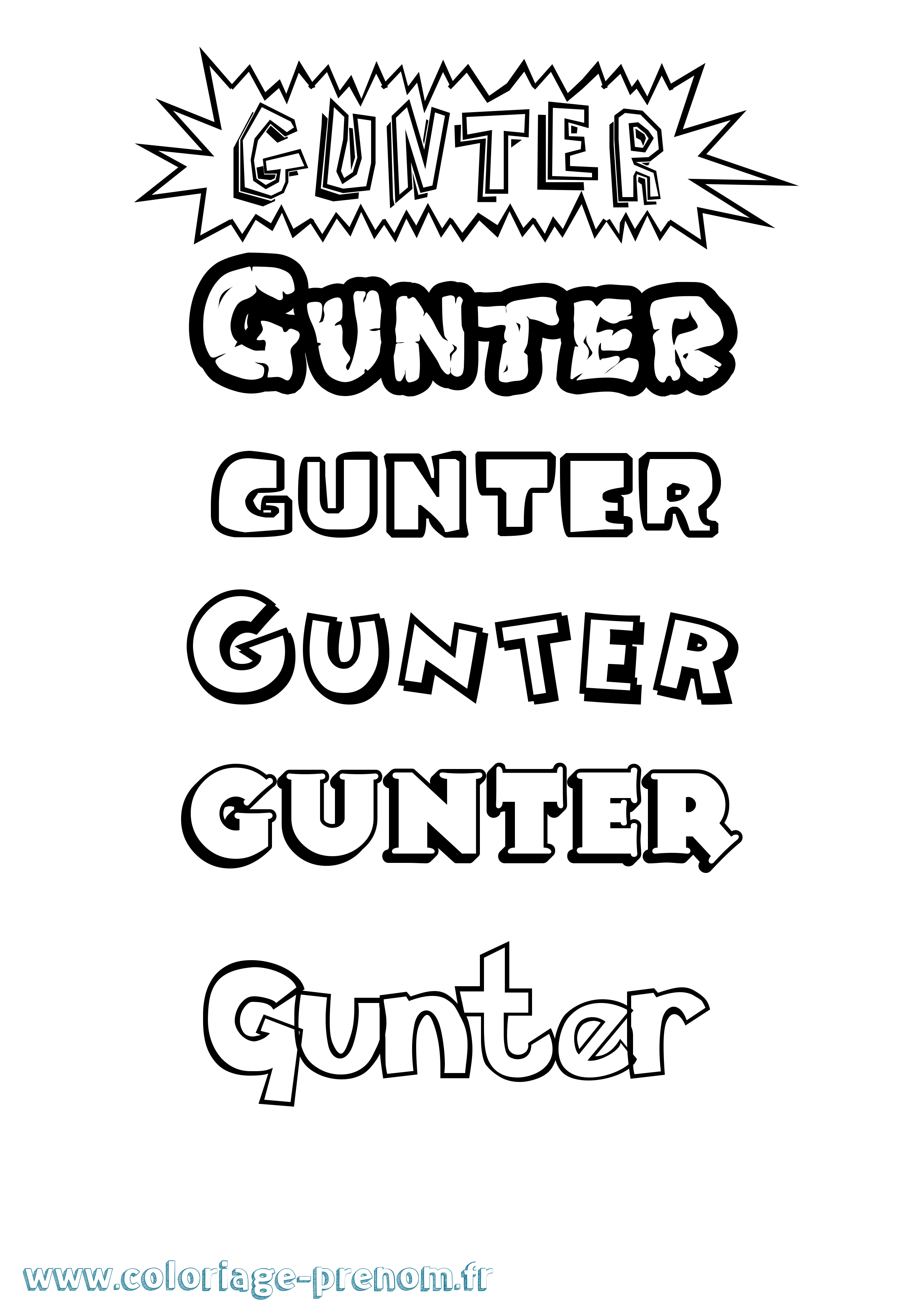 Coloriage Gunter Dessin Animé Coloriage prénom Gunter Dessin Animé